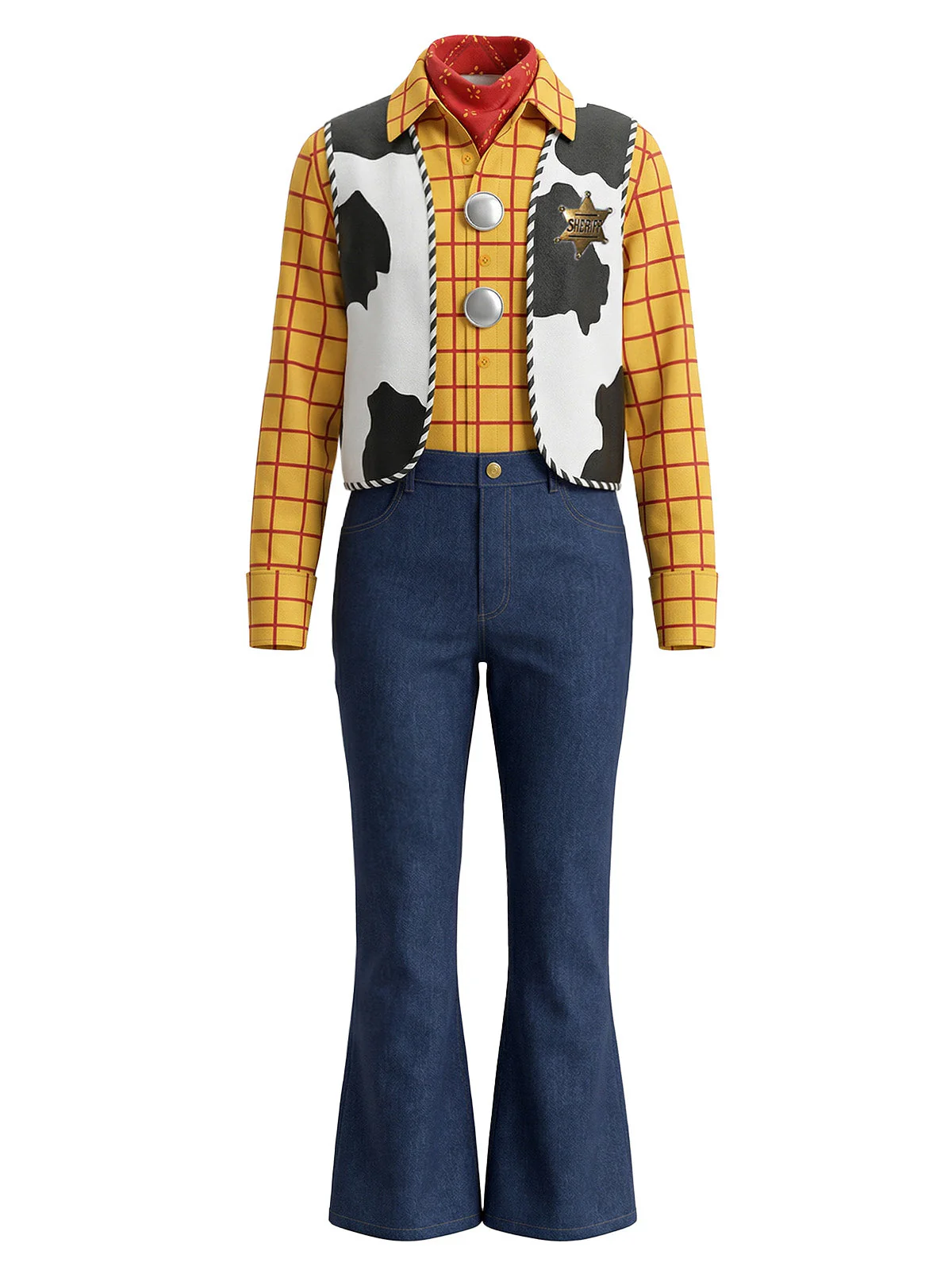6PCS Yellow 1940s Cowgirl Sheriff Costume Set - Image 2