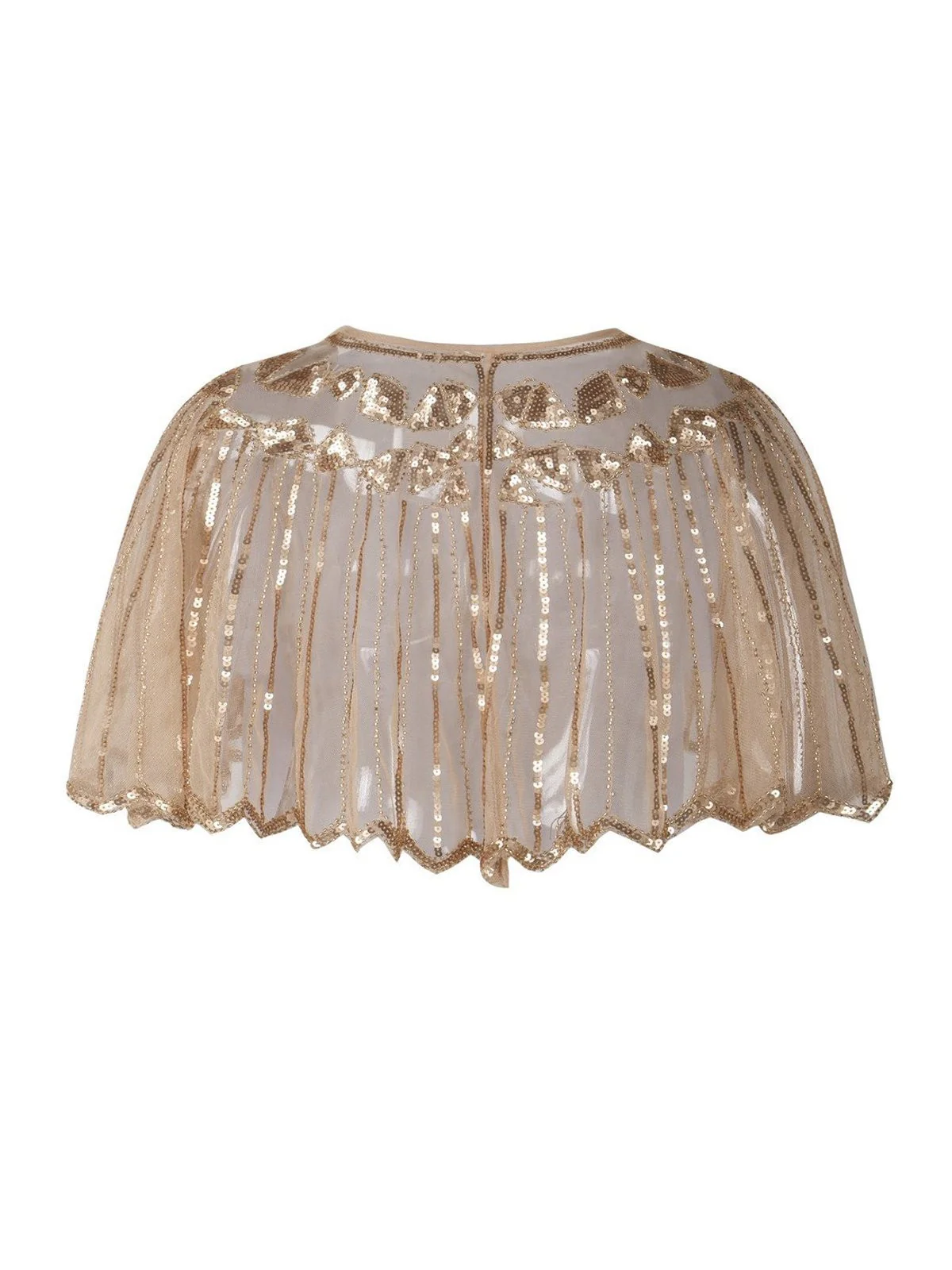 Apricot 1920s Shawl Beaded Sequin Cape - Image 3