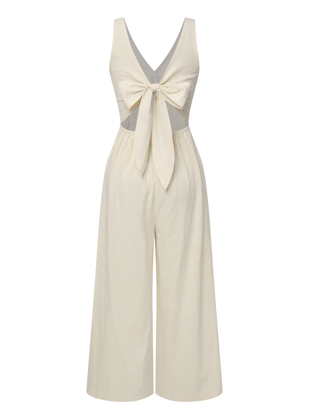 Apricot 1930s Solid Button Bow Jumpsuit - Image 3
