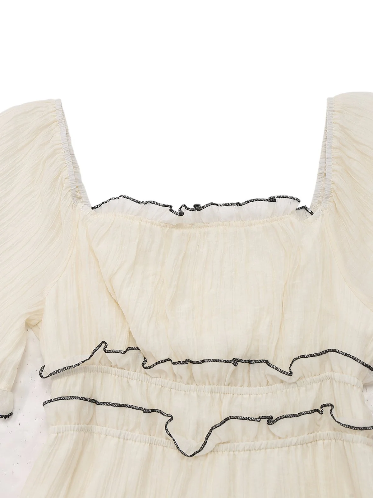 Apricot 1930s Square Neck Textured Binding Dress - Image 3