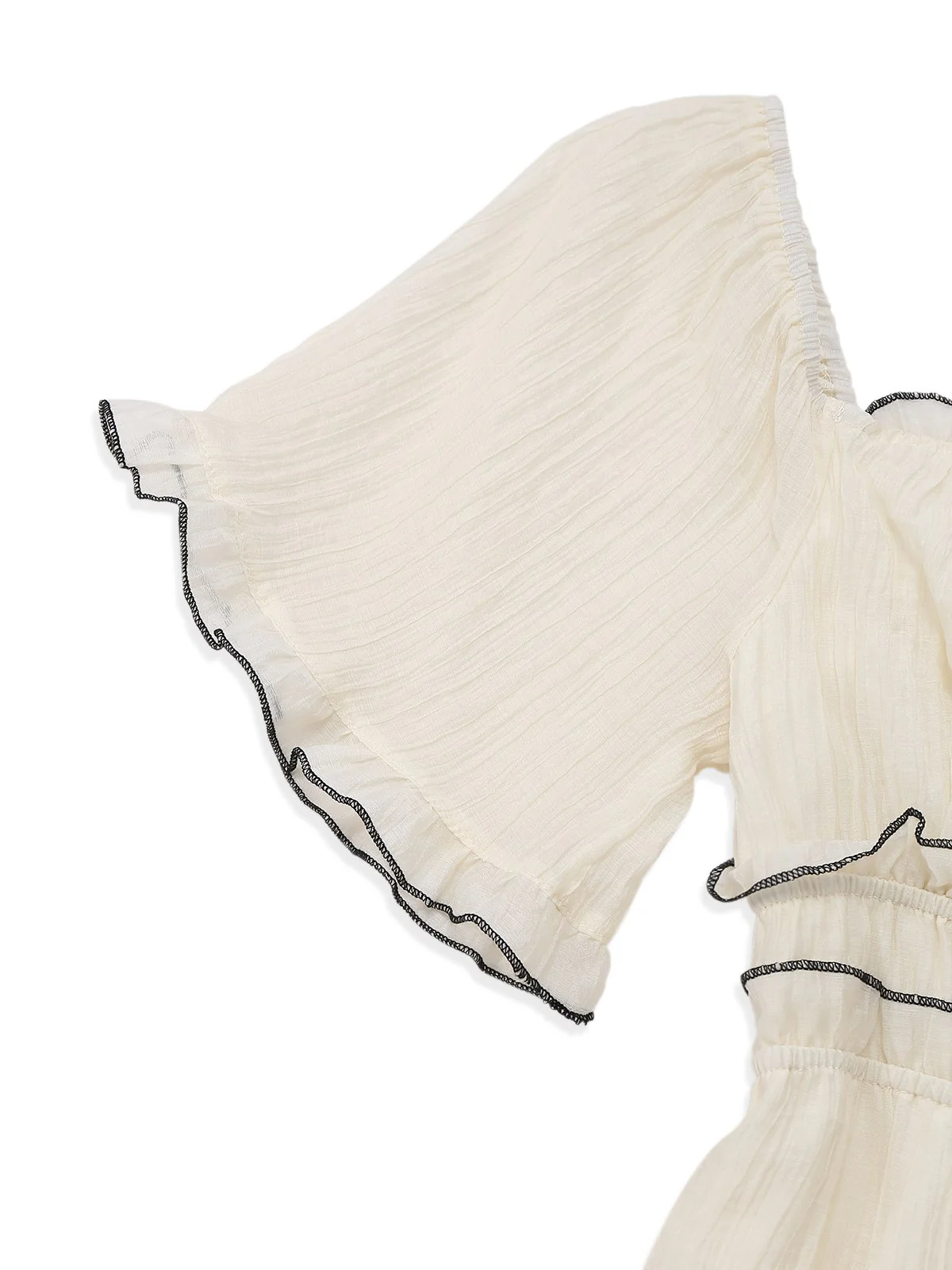 Apricot 1930s Square Neck Textured Binding Dress - Image 4