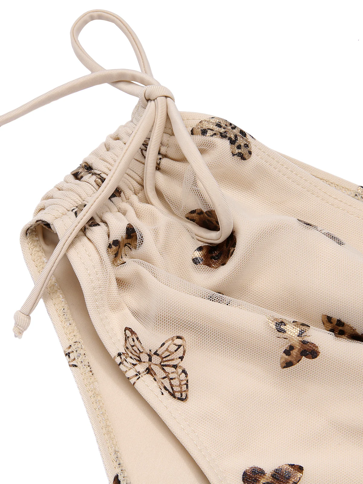 Apricot 1950s Butterfly Mesh Lace-Up Swimsuit - Image 6