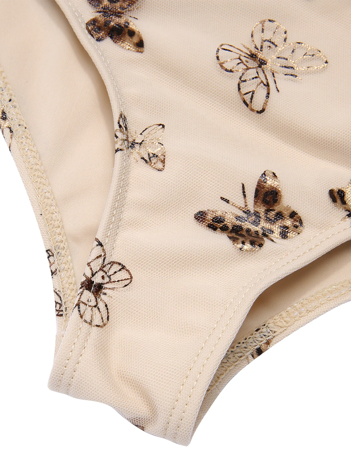 Apricot 1950s Butterfly Mesh Lace-Up Swimsuit - Image 7