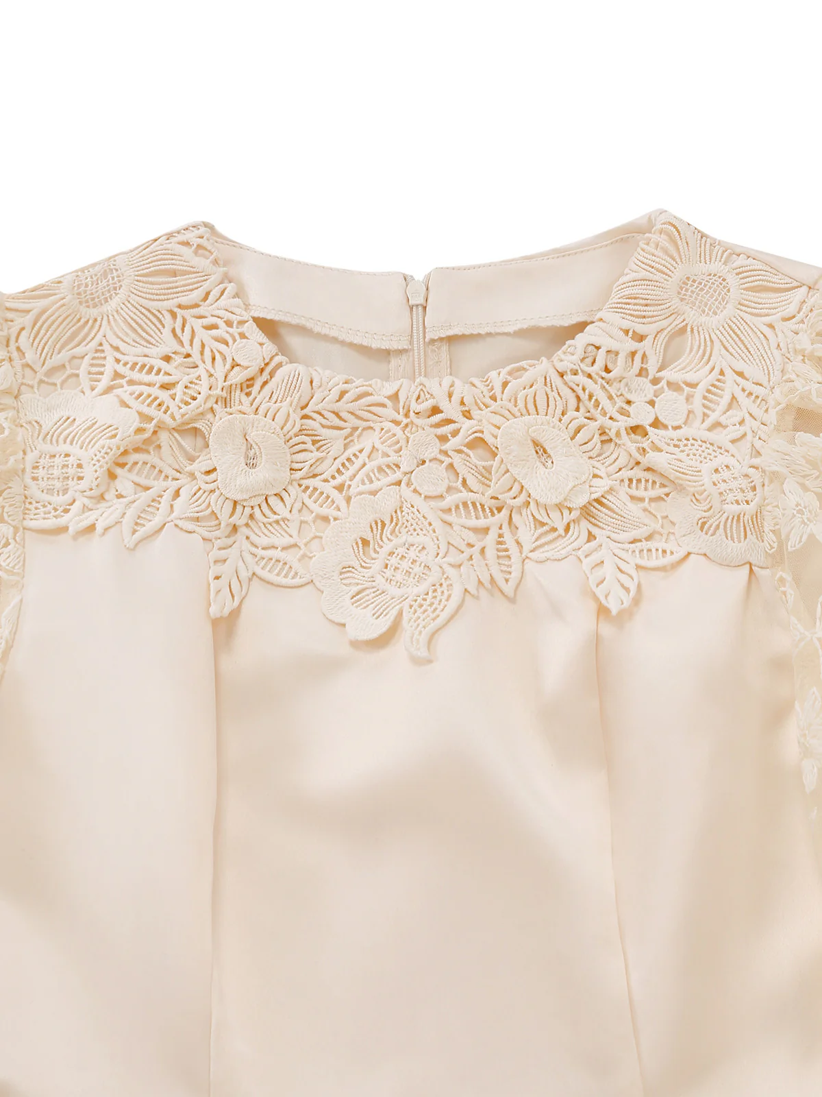 Apricot 1950s Floral Lace Satin Bow Belt Jumpsuit - Image 4
