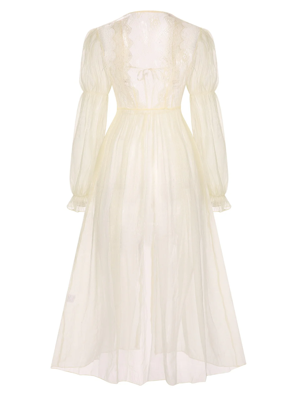 Apricot 1950s Royal Style Lace Trimmed Robe - Image 2