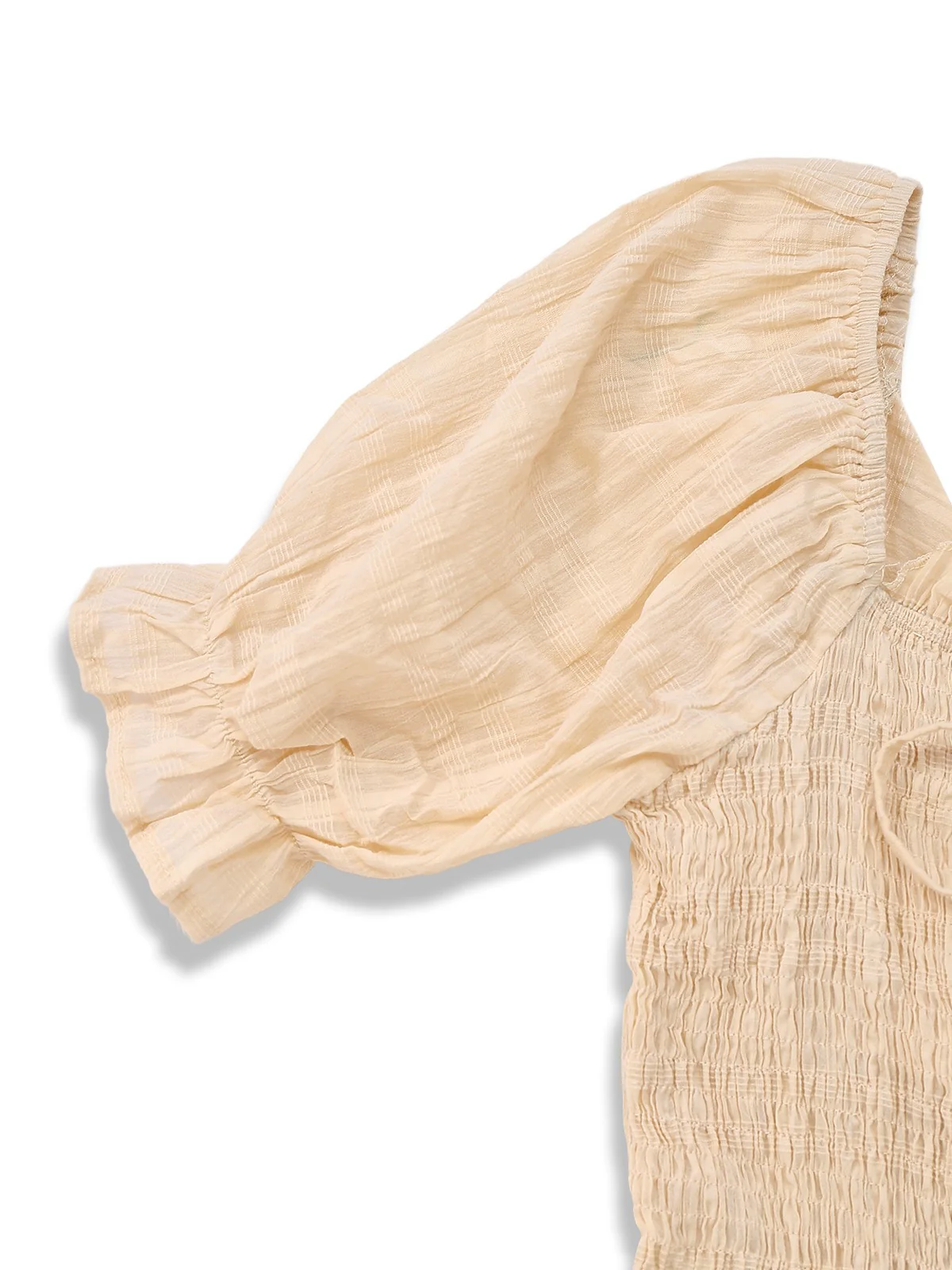 Apricot 1950s Solid Cotton Tie-Back Smocked Dress - Image 5