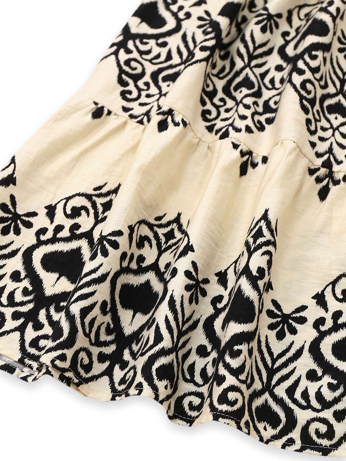 Apricot 1970s V-Neck Spades Prints Cap Sleeves Dress - Image 4