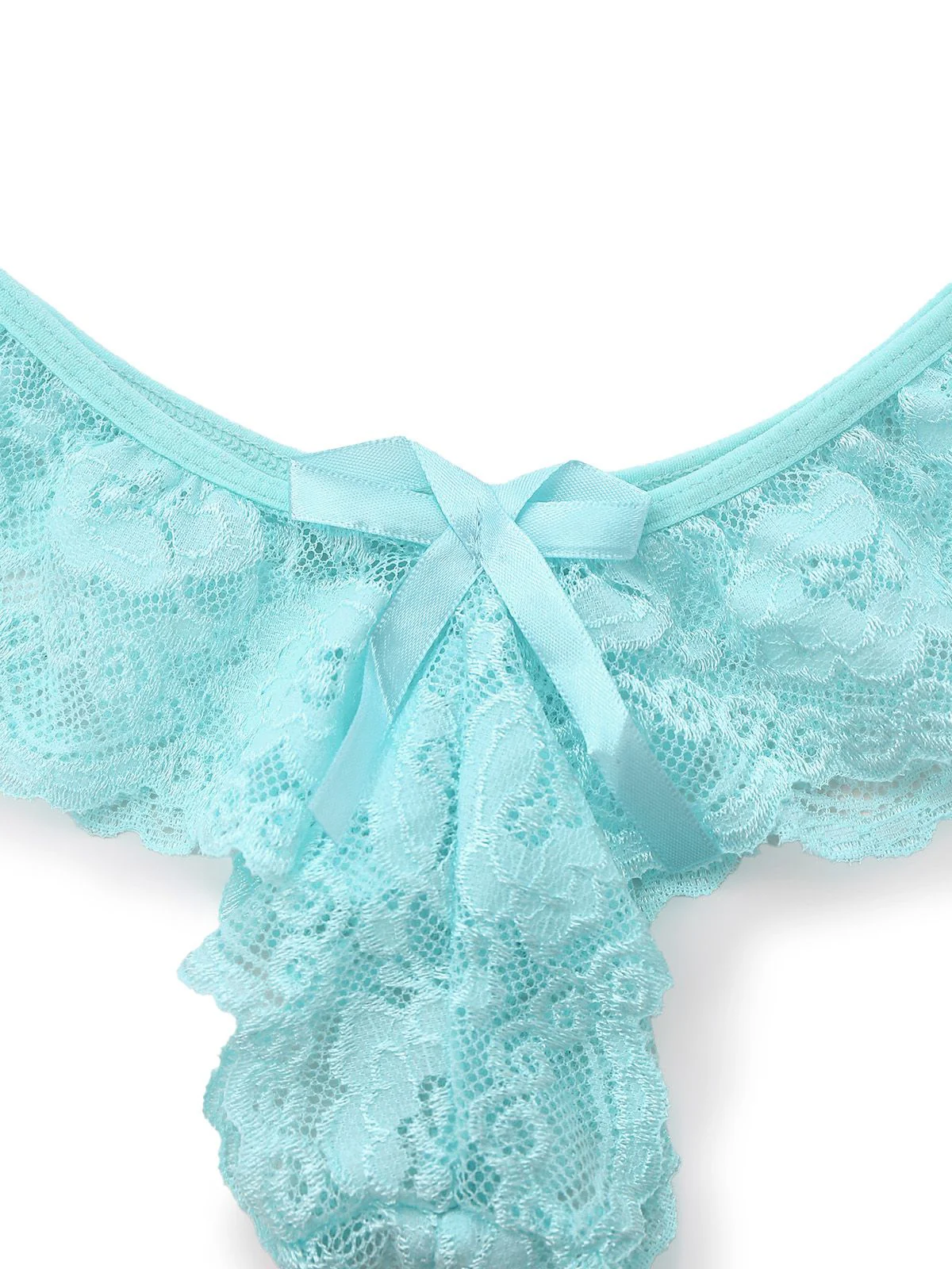 Aqua Blue 1980s Lace Bow Lingerie Set - Image 6
