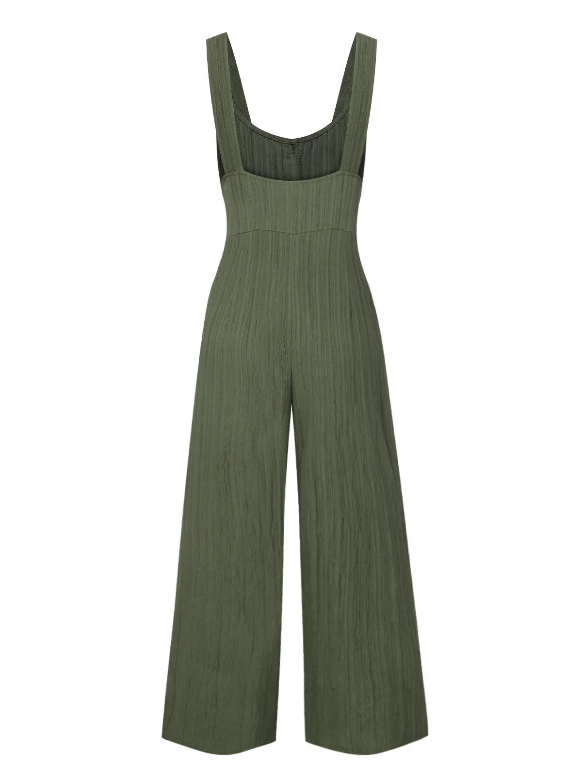 Army Green 1930s Loose Pleated Jumpsuit - Image 2