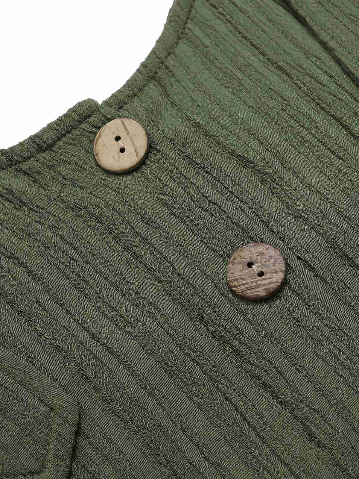 Army Green 1930s Loose Pleated Jumpsuit - Image 4