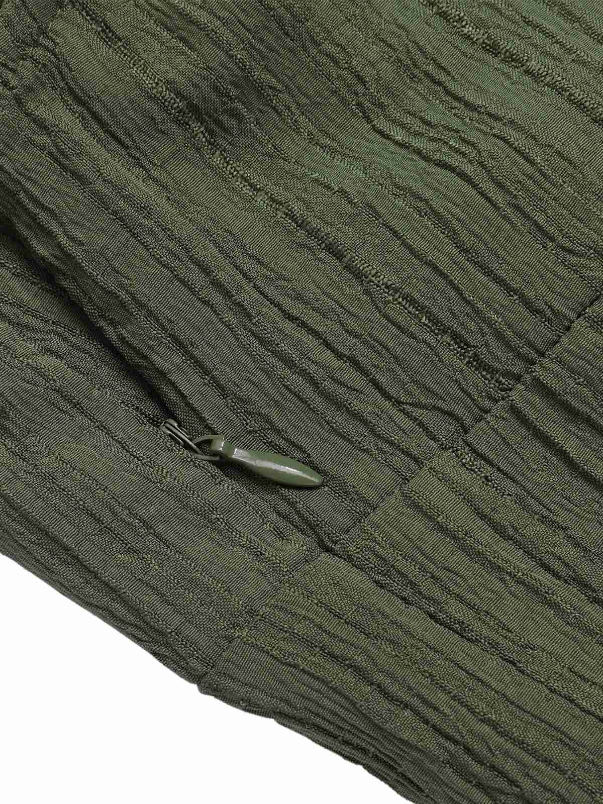 Army Green 1930s Loose Pleated Jumpsuit - Image 5