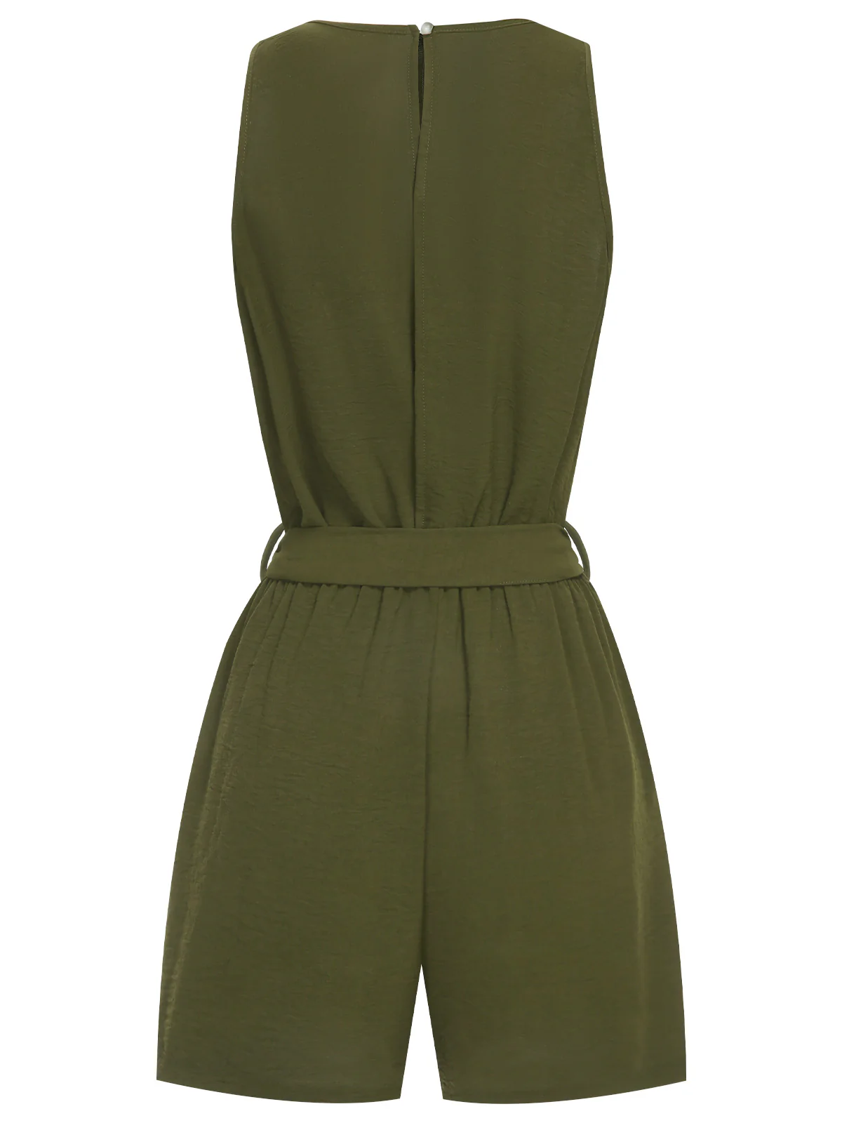Army Green 1950s Lace V-Neck Patchwork Romper - Image 2
