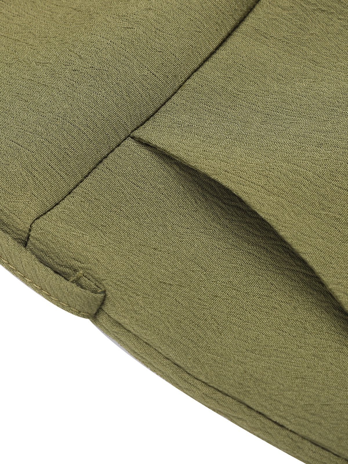 Olive Green 1950s V-Neck Button Waist Tie Romper - Image 7