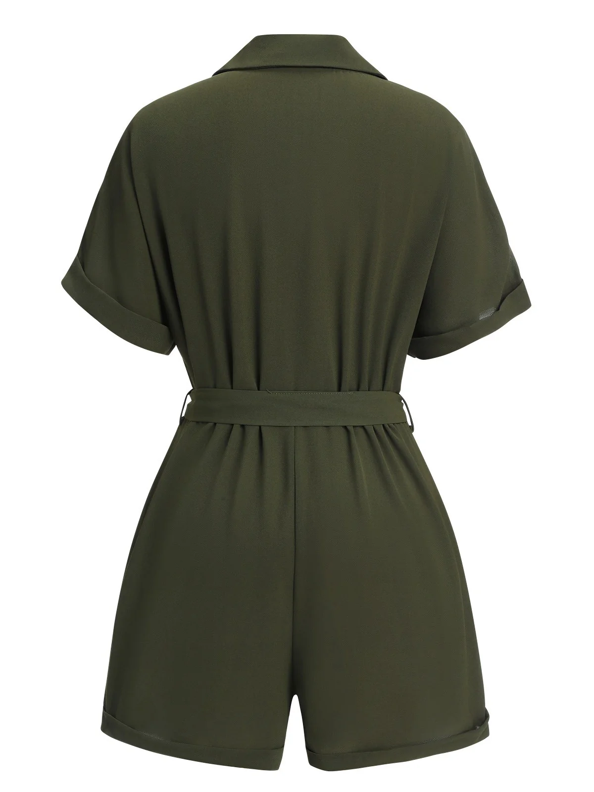 Green 1950s Waist Tie Lapel Romper - Image 3
