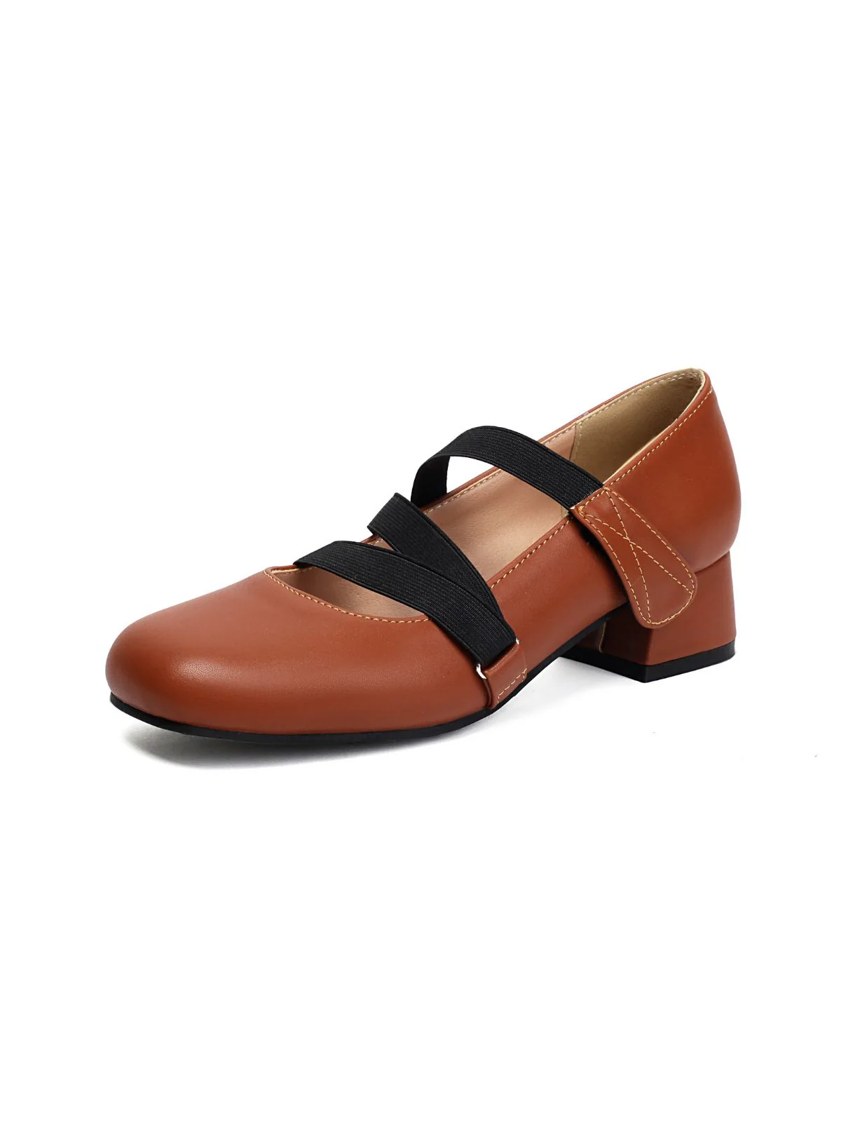 Ballet-Inspired Bungee Leather Chunky Heel Shoes - Image 10