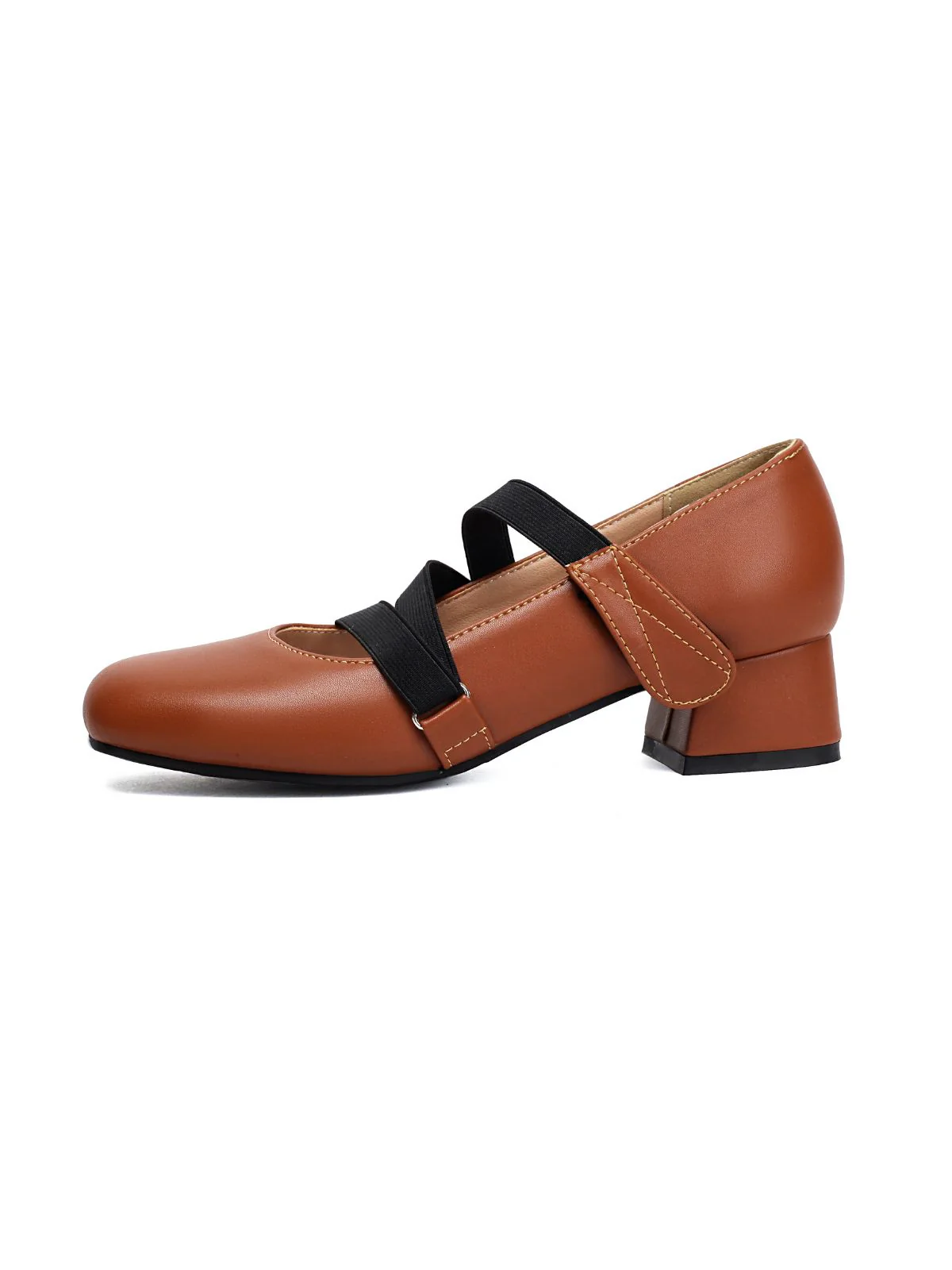 Ballet-Inspired Bungee Leather Chunky Heel Shoes - Image 11