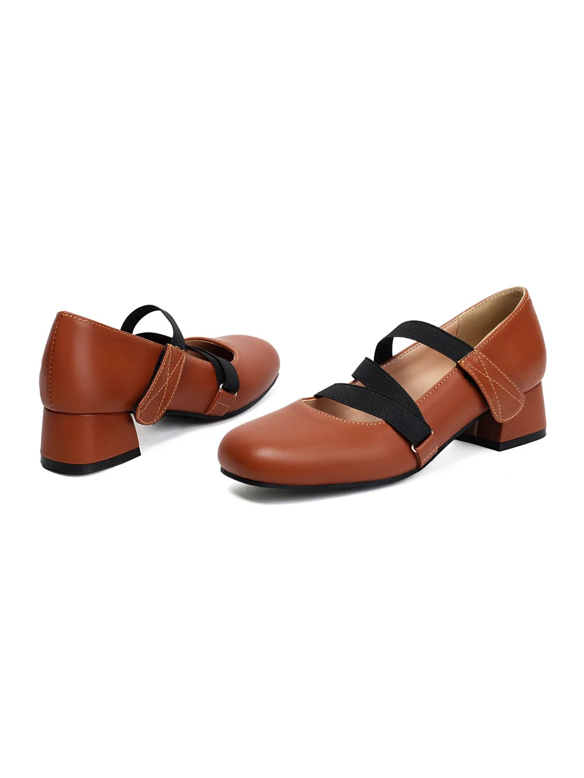 Ballet-Inspired Bungee Leather Chunky Heel Shoes - Image 13