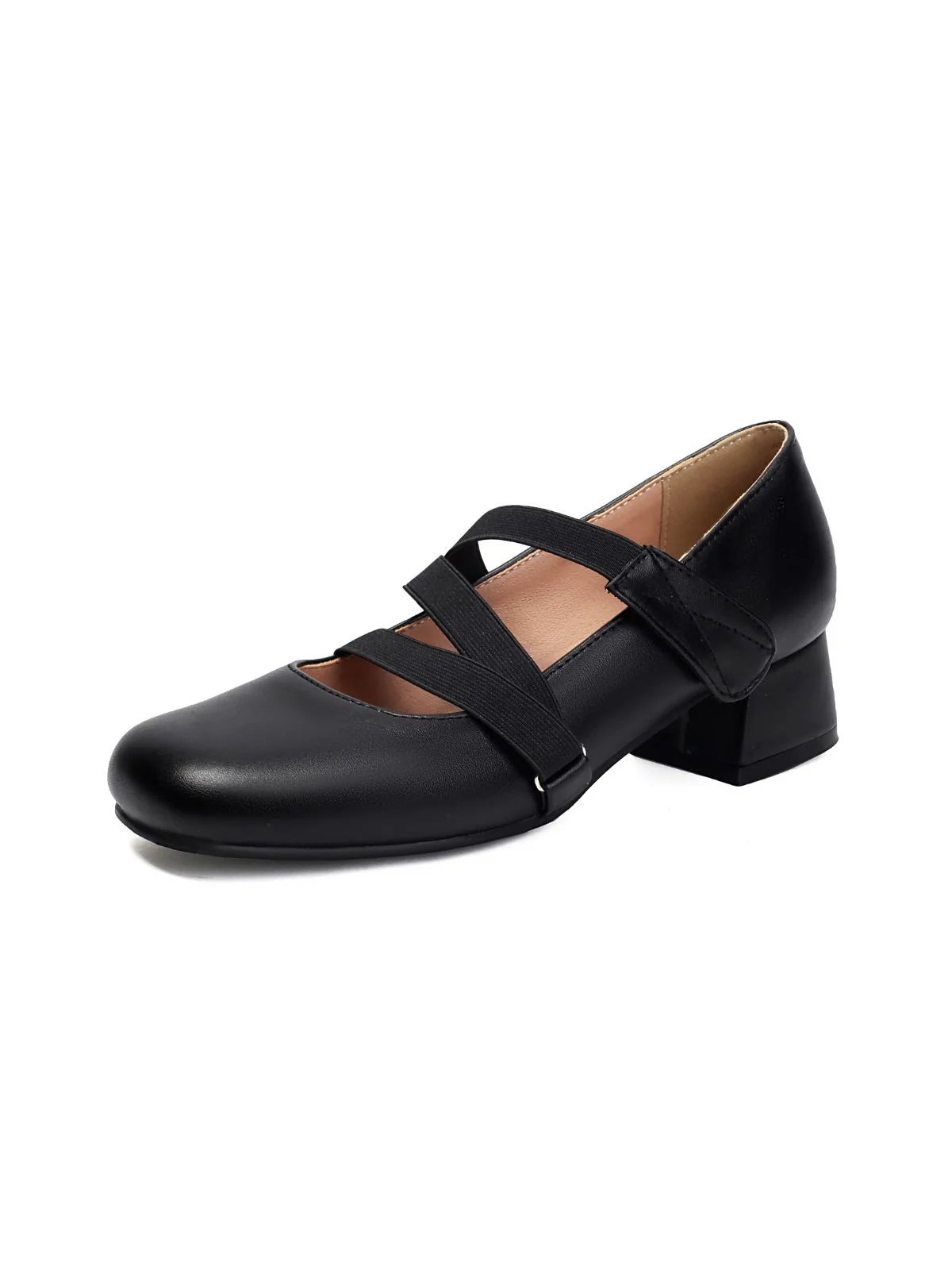 Ballet-Inspired Bungee Leather Chunky Heel Shoes - Image 2