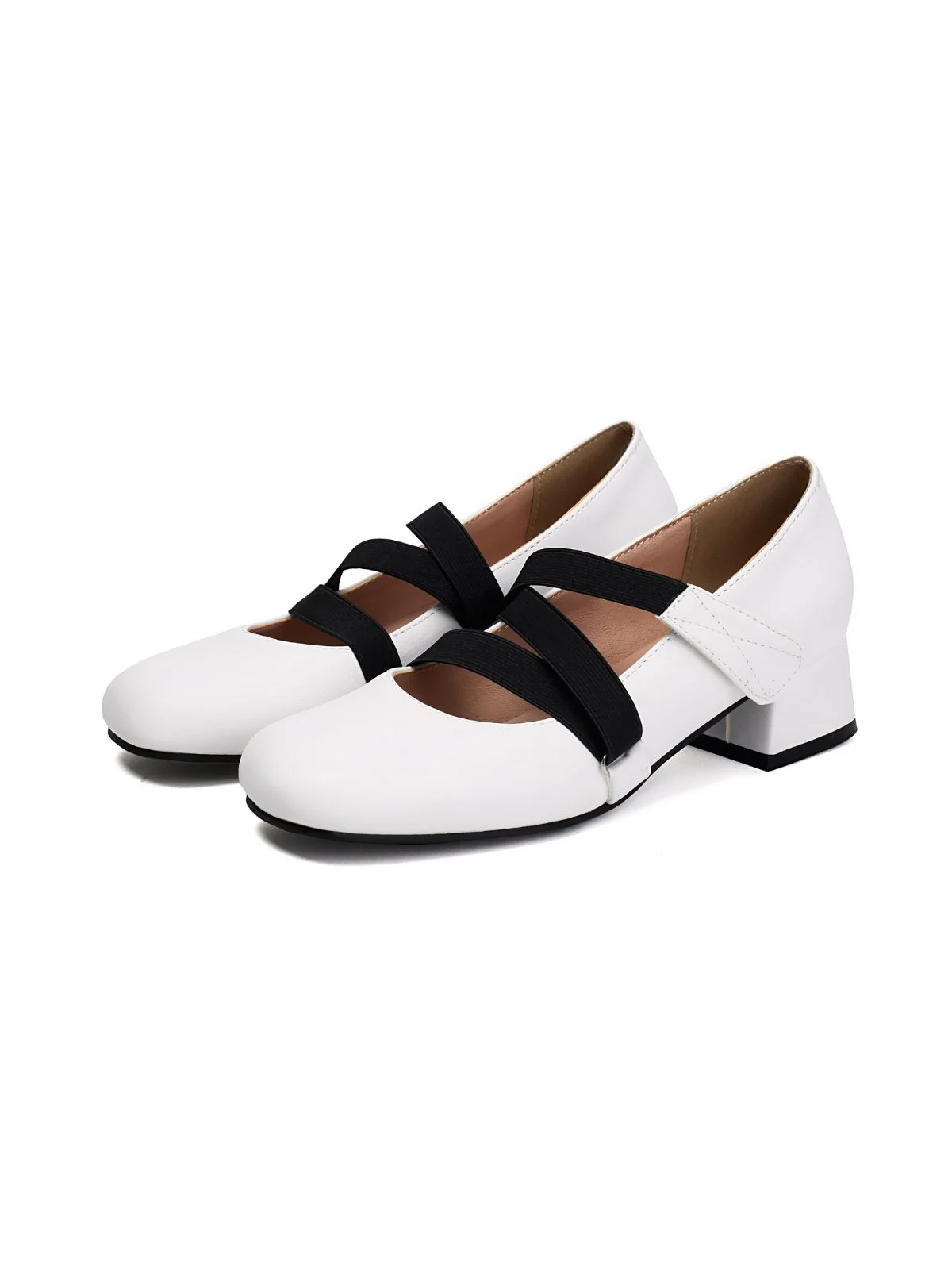 Ballet-Inspired Bungee Leather Chunky Heel Shoes - Image 8