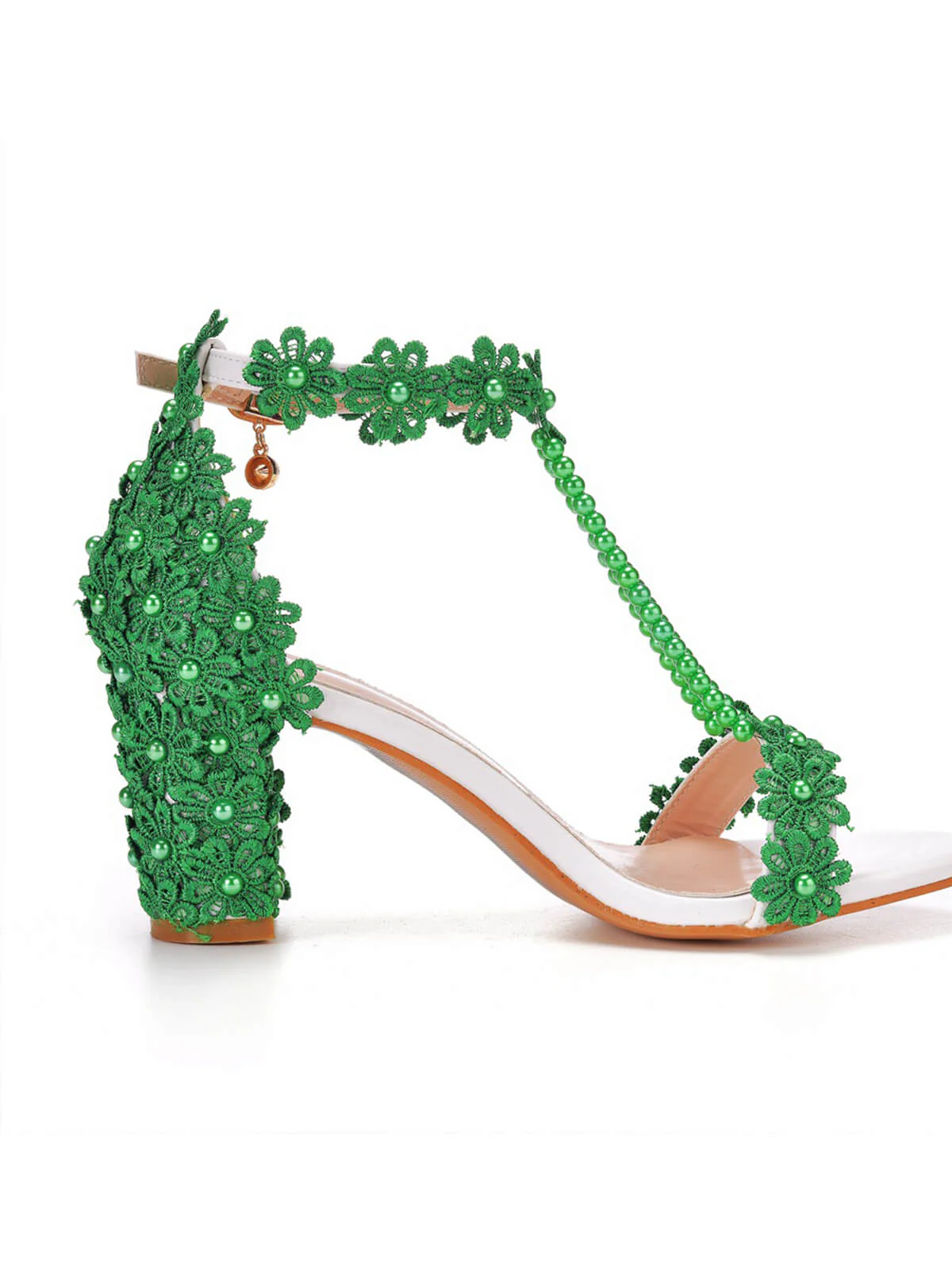 Beaded Flower Hand Embroidered High Heeled Sandals - Image 12