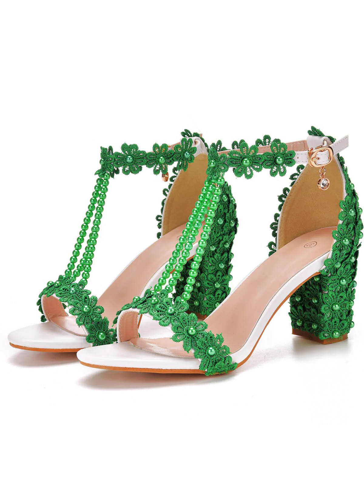 Beaded Flower Hand Embroidered High Heeled Sandals - Image 13