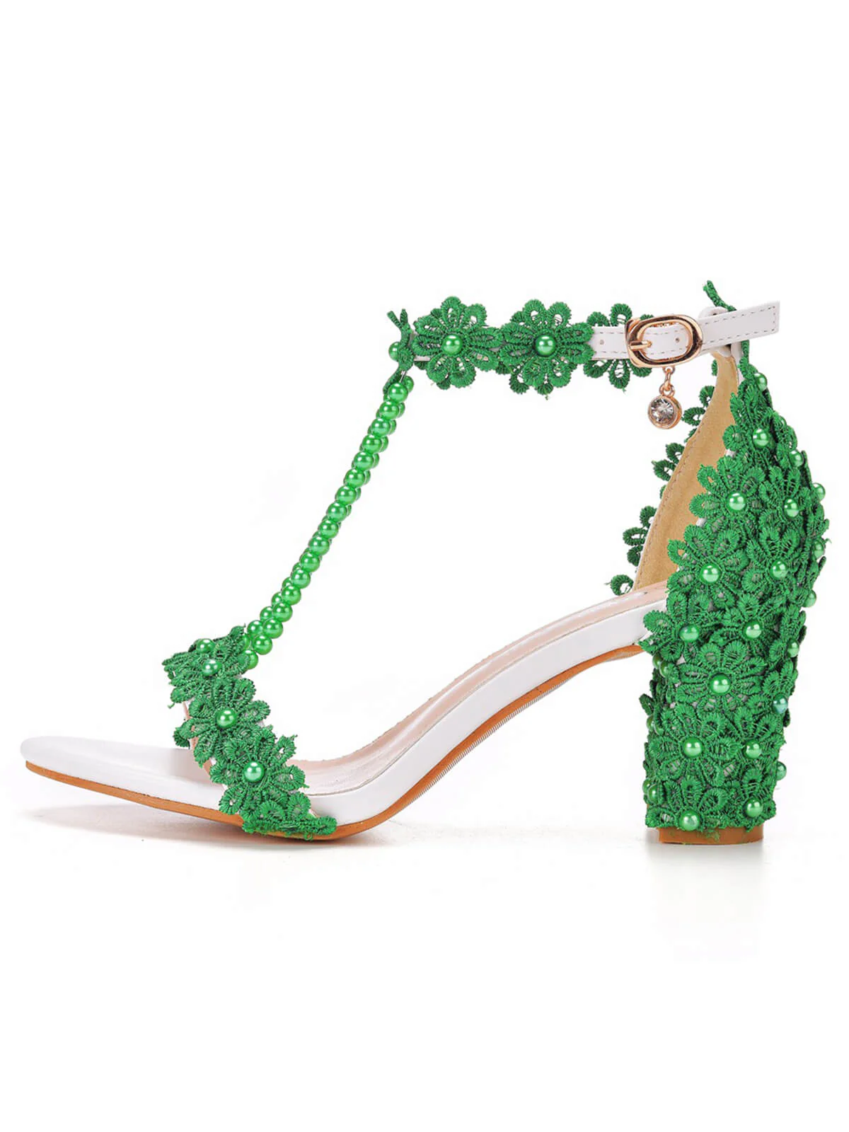 Beaded Flower Hand Embroidered High Heeled Sandals - Image 14