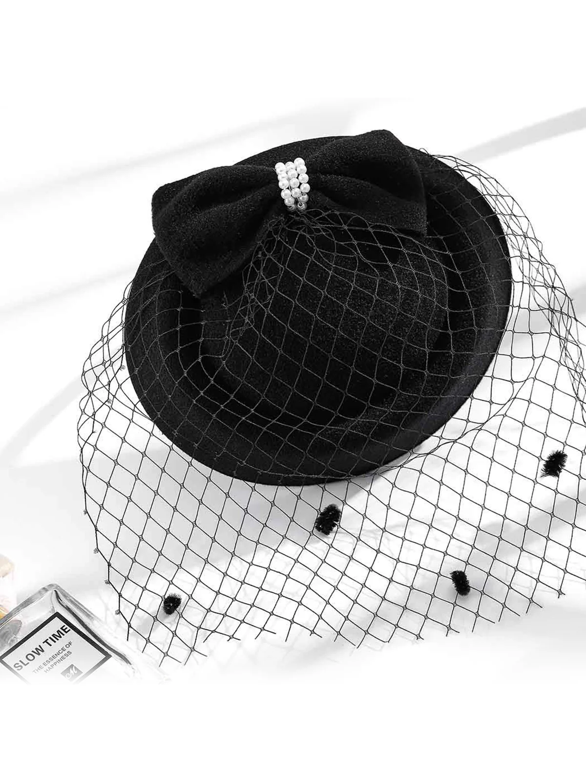 Beading Flannelette Hat With Veil - Image 2
