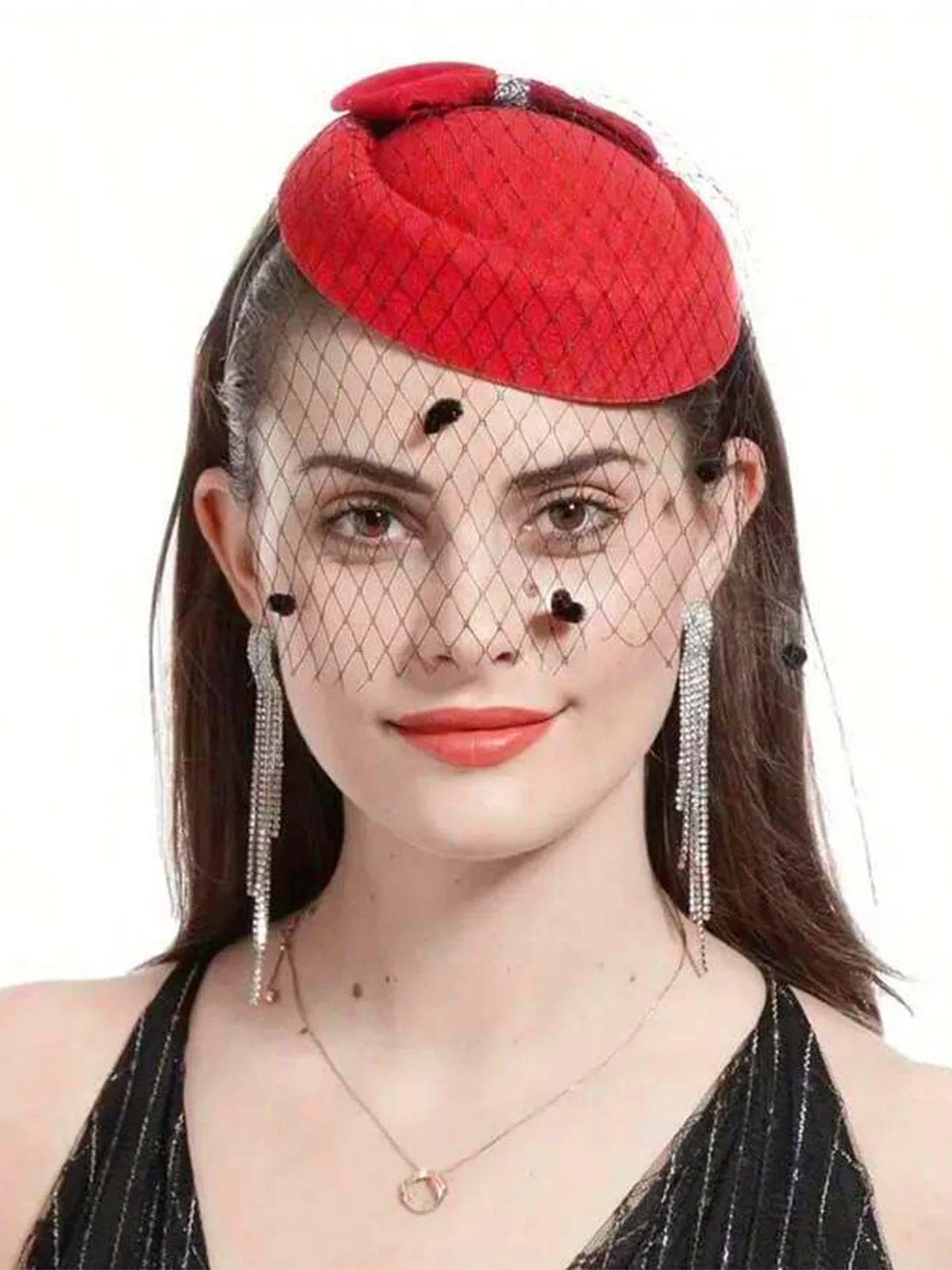 Beading Flannelette Hat With Veil - Image 7