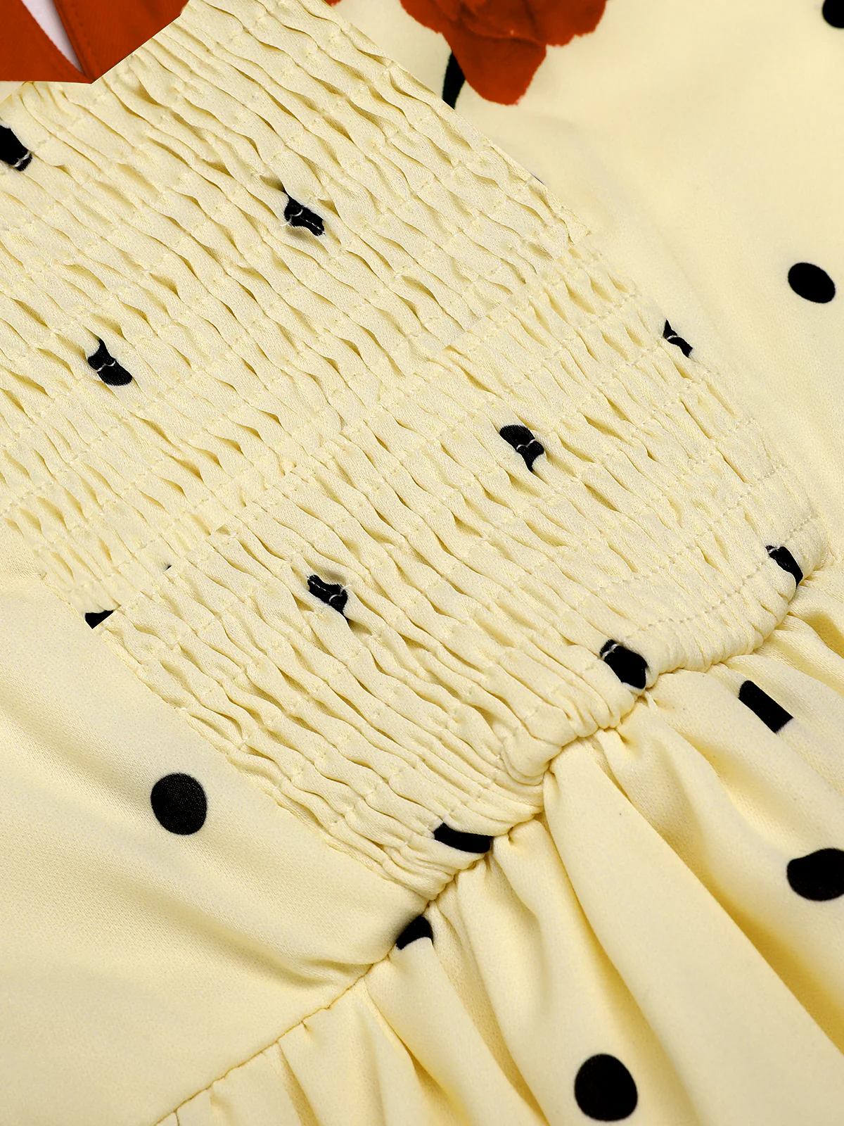 Beige 1930s Polka Dot Rose Patchwork Dress - Image 7