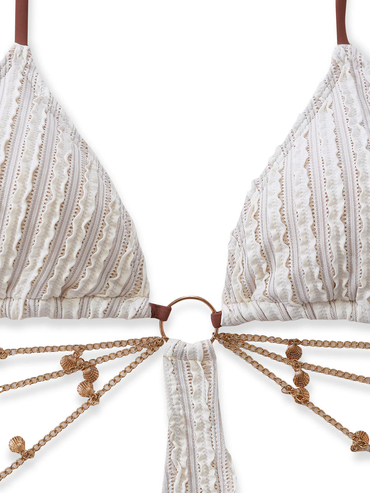 1930s Solid Metal Chain Cutout Swimsuit - Image 4