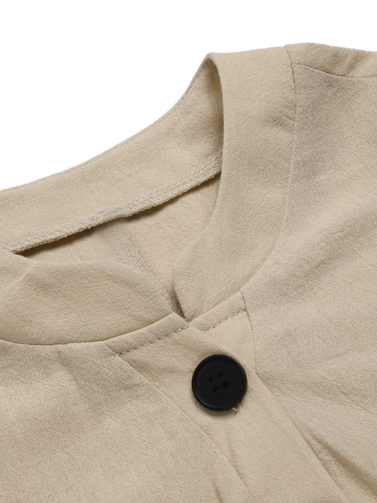 Beige 1940s Pockets Solid Sleeveless Jumpsuit - Image 4