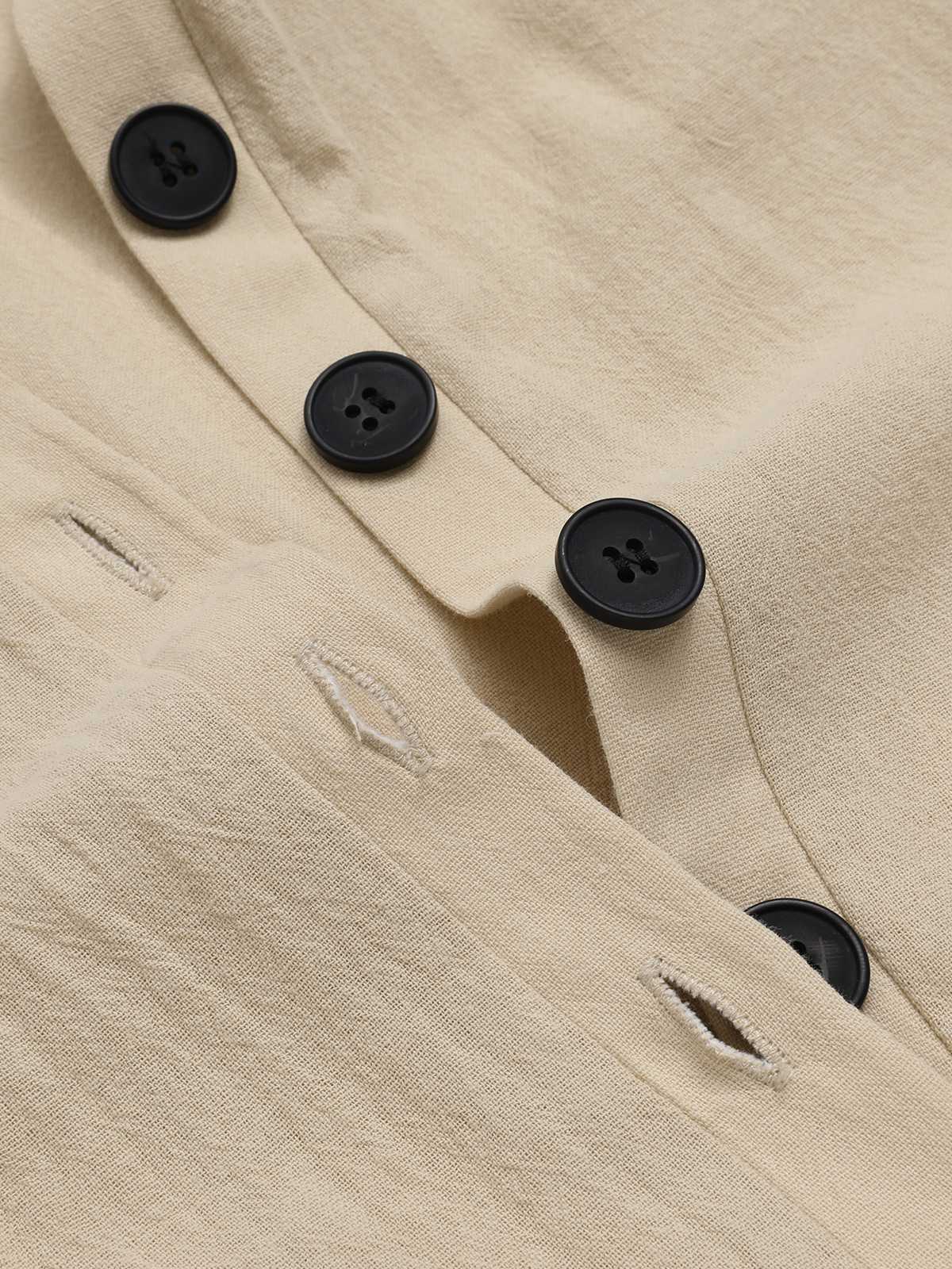Beige 1940s Pockets Solid Sleeveless Jumpsuit - Image 5