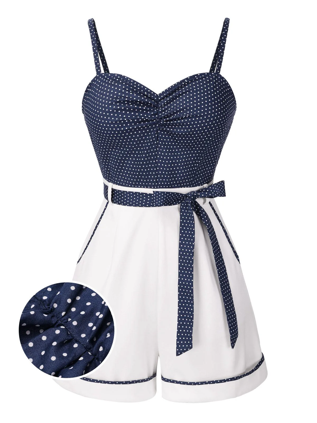 [Pre-Sale] Beige 1940s Floral Suspender Romper - Image 3