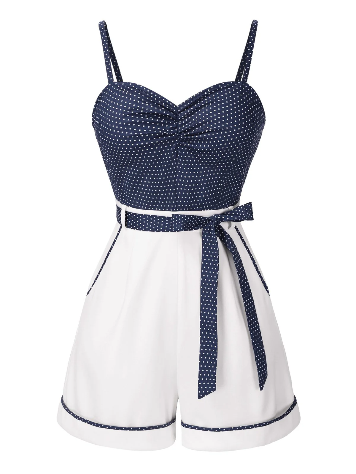 [Pre-Sale] Beige 1940s Floral Suspender Romper - Image 4