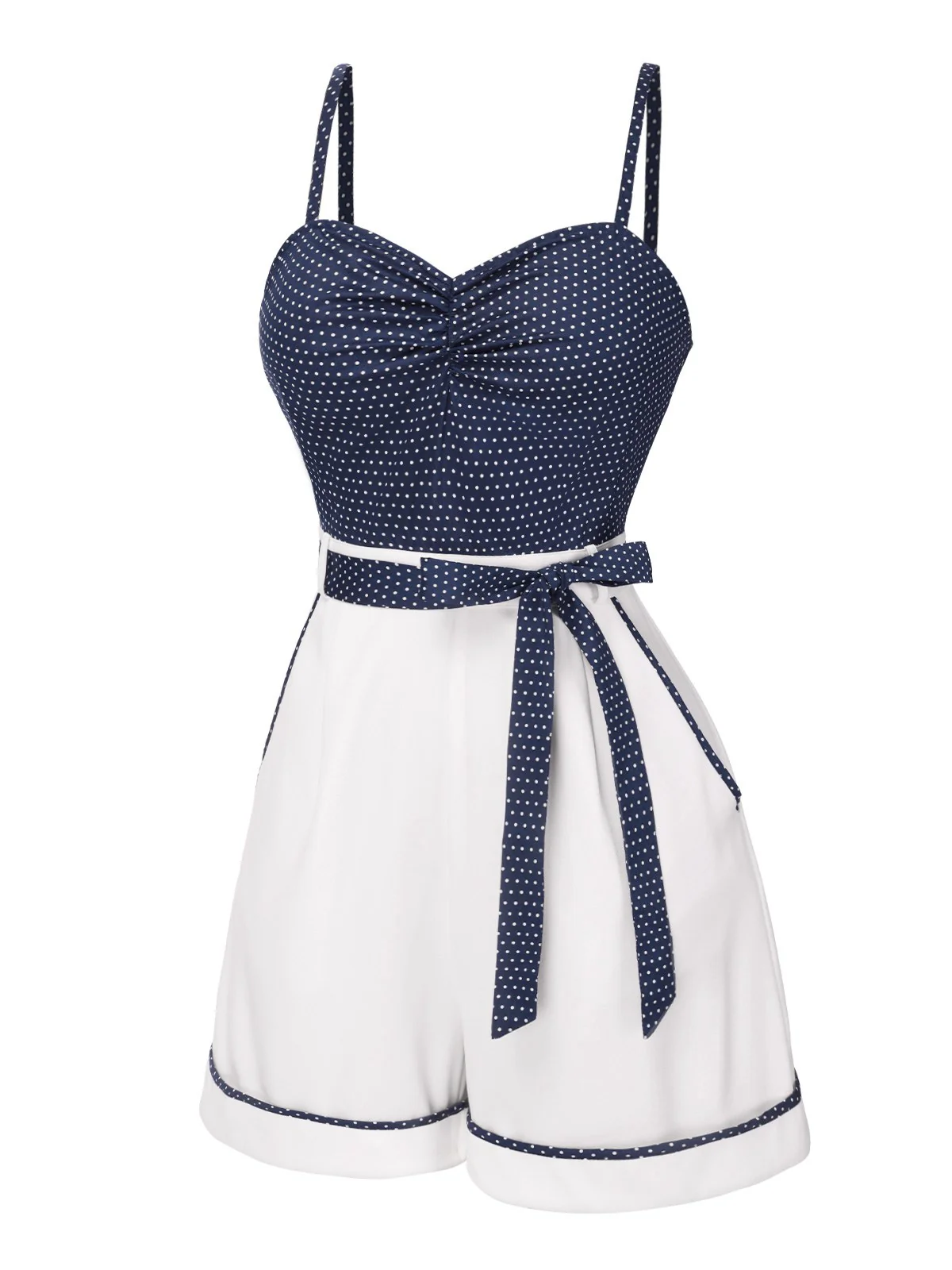 [Pre-Sale] Beige 1940s Floral Suspender Romper - Image 5