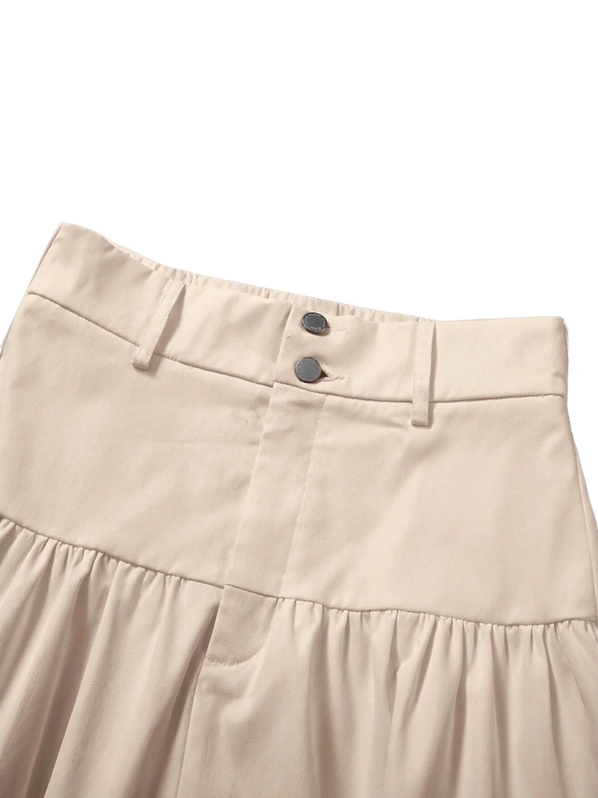 Beige 1940s Solid Multi-Layer Ruffled Skirt - Image 4