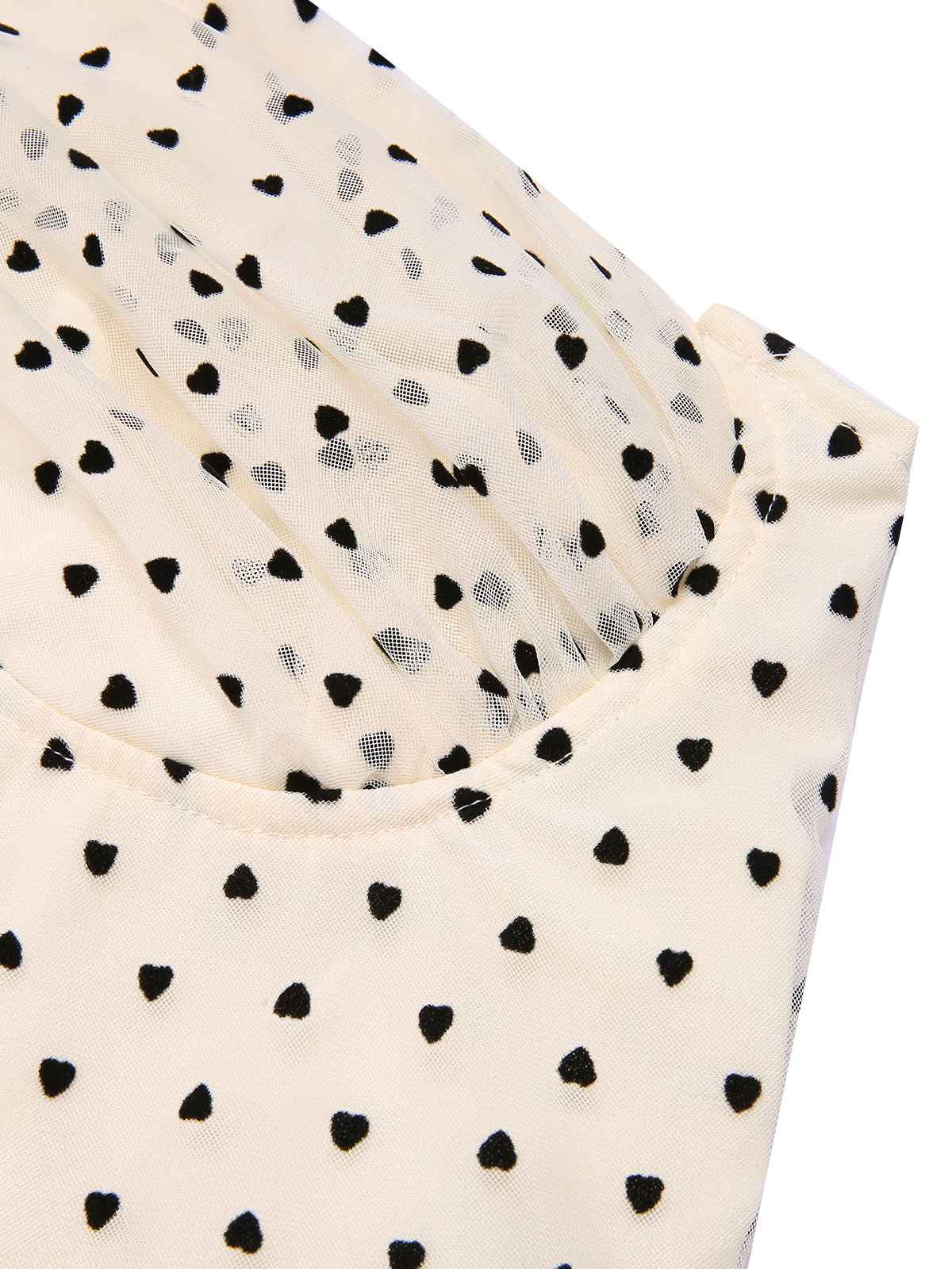 Beige 1950s 3D Heart Halter Patchwork Romper - Image 7