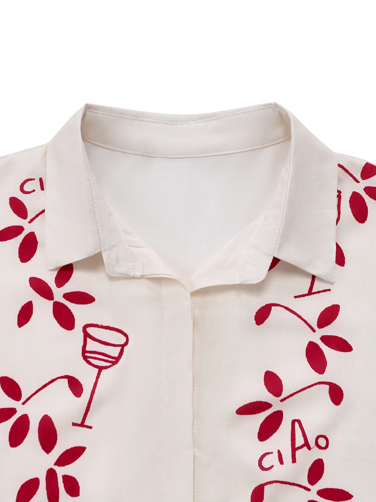 Beige 1950s Botanical Print Lapel Belted Romper - Image 5