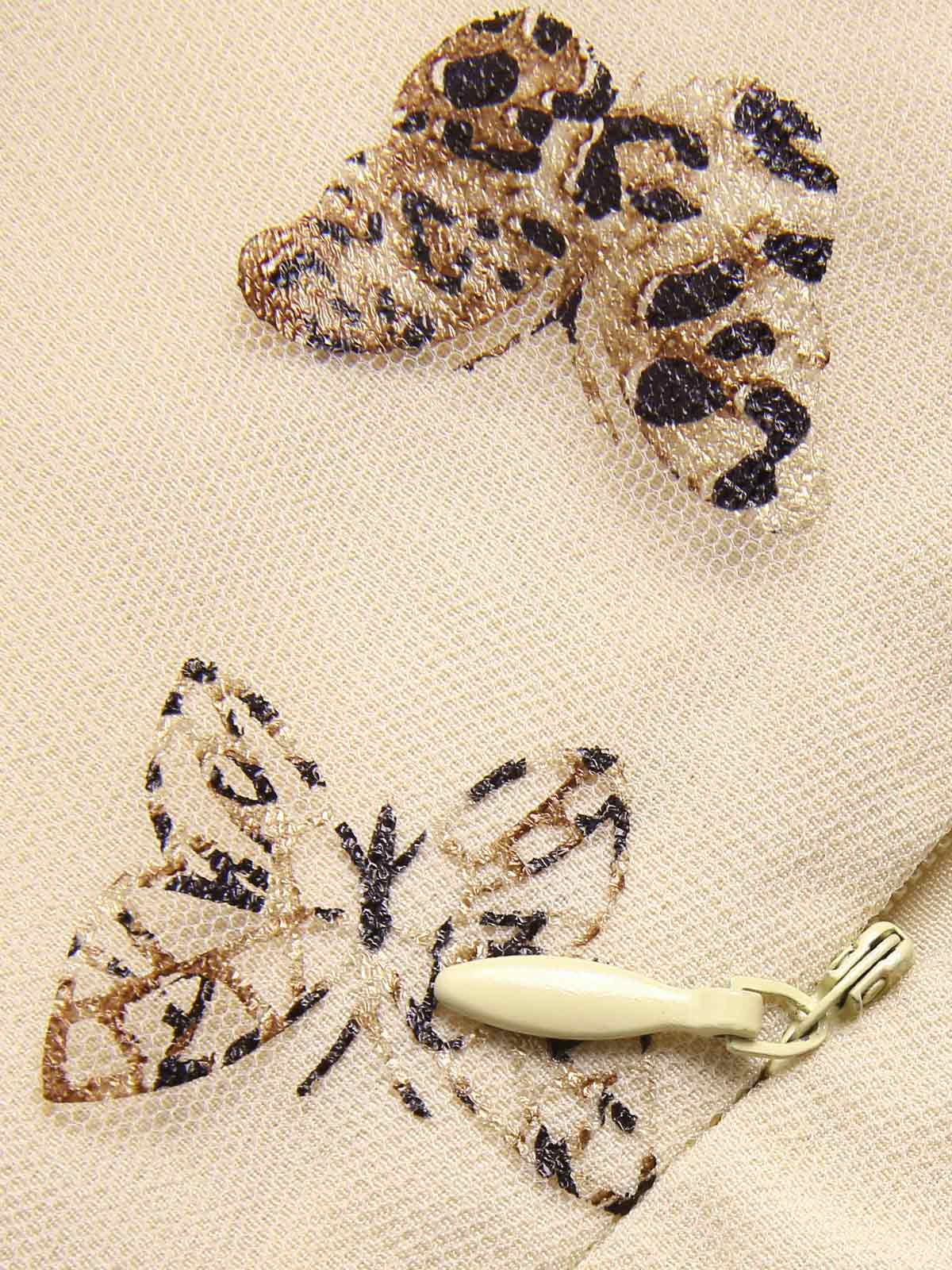 Beige 1950s Butterfly Mesh V-Neck Romper - Image 5