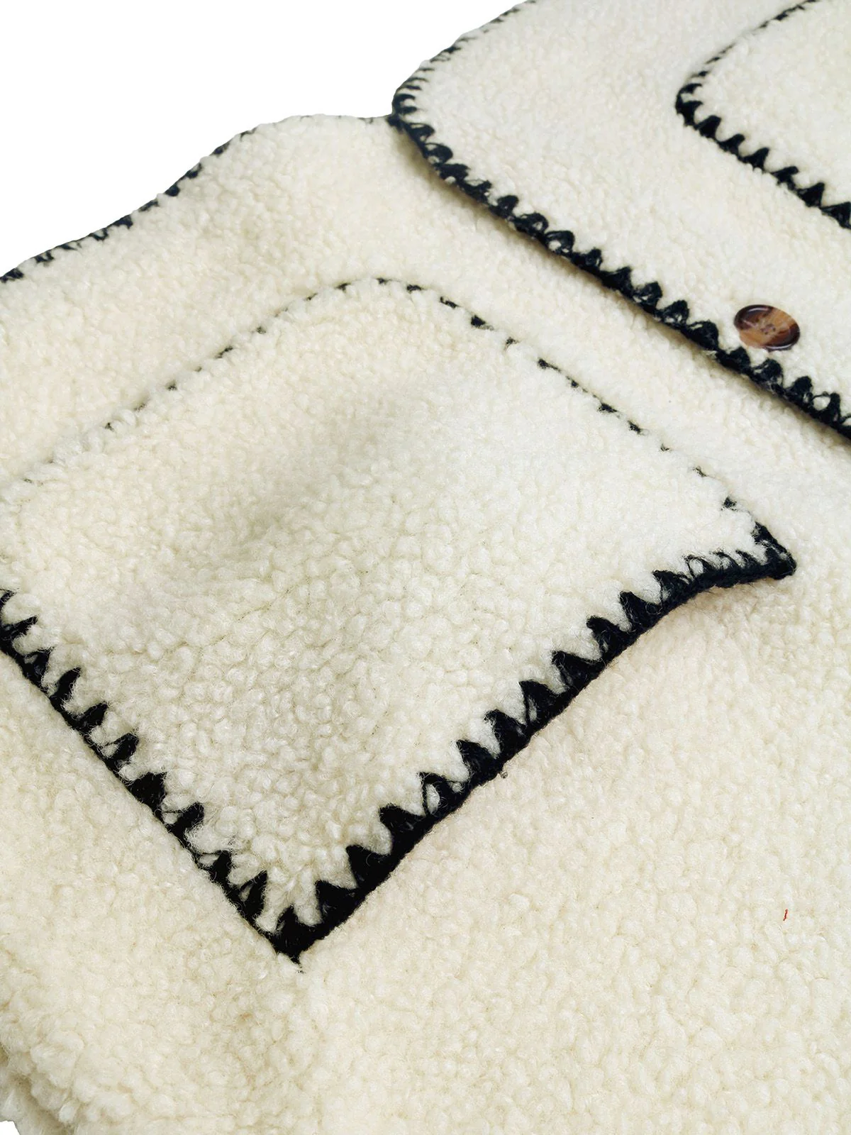 Beige 1950s Faux-Wool Binding Pocket Vest - Image 5