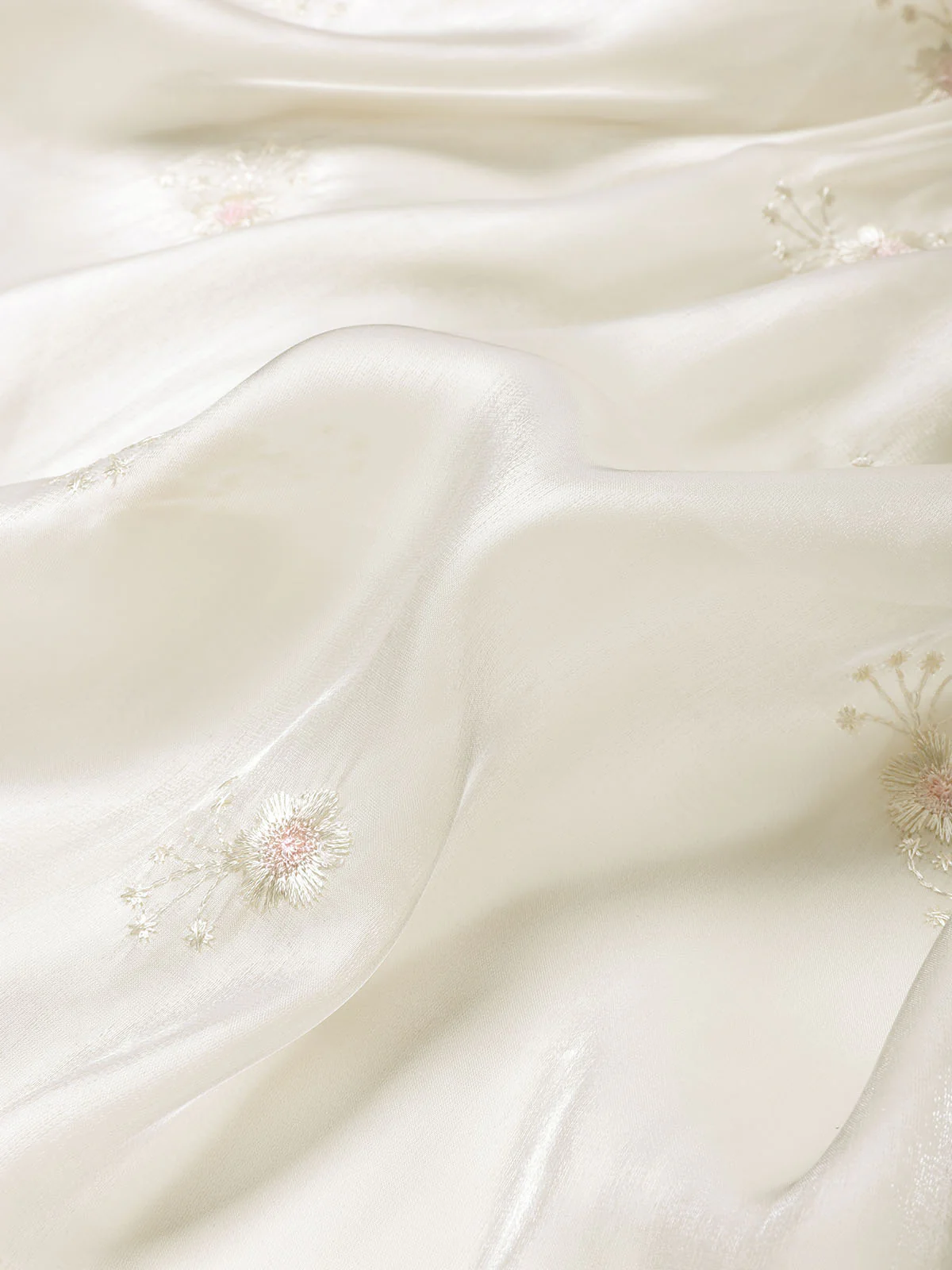 [Pre-Sale] Beige 1950s Floral Embroidered Satin Tie-Strap Corset Dress - Image 6