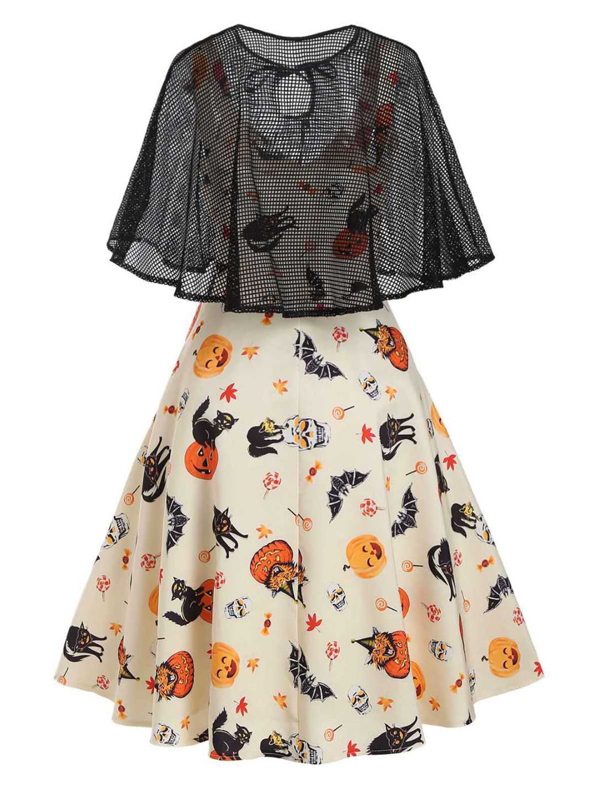 Beige 1950s Halloween Cap Costume Dress - Image 5