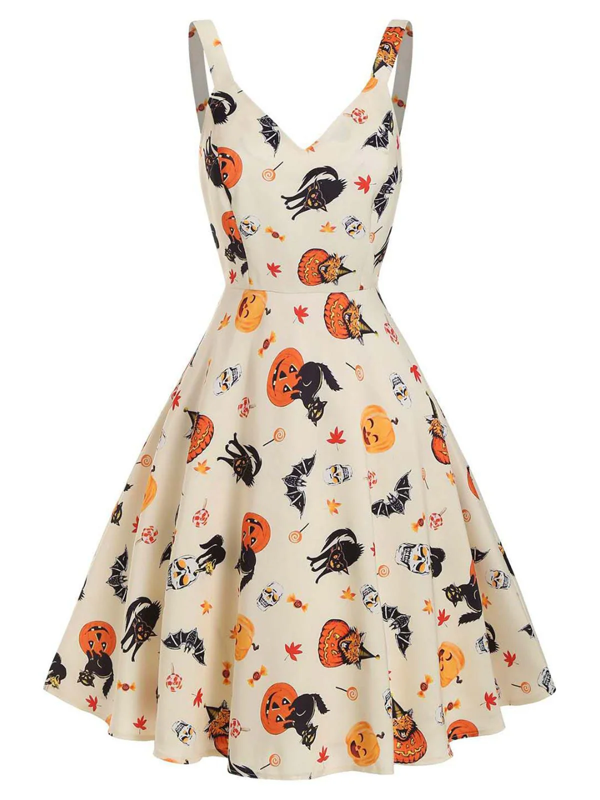 Beige 1950s Halloween Cap Costume Dress - Image 6
