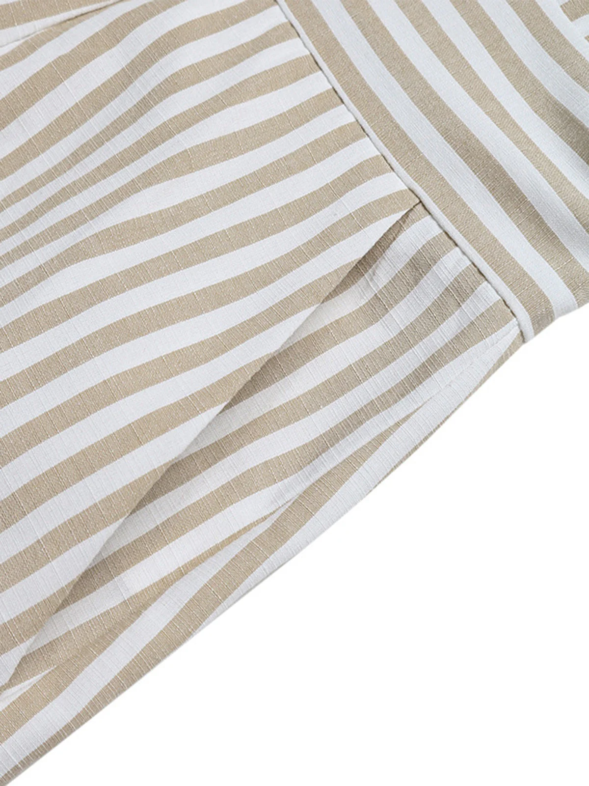 Beige 1950s Halter Striped Cinched Waist Romper - Image 9