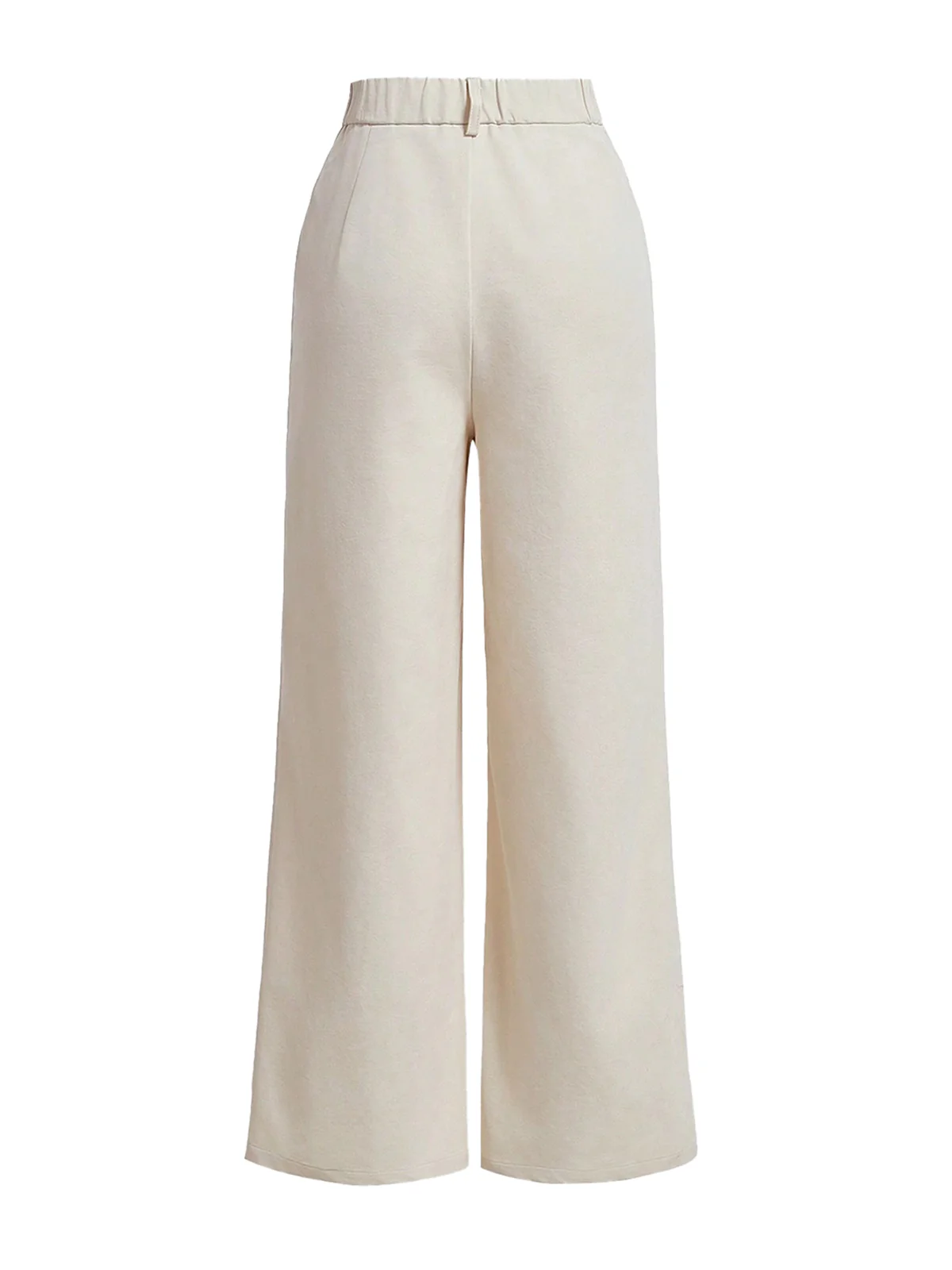 Beige 1950s High Waist Pocket Solid Pants - Image 2
