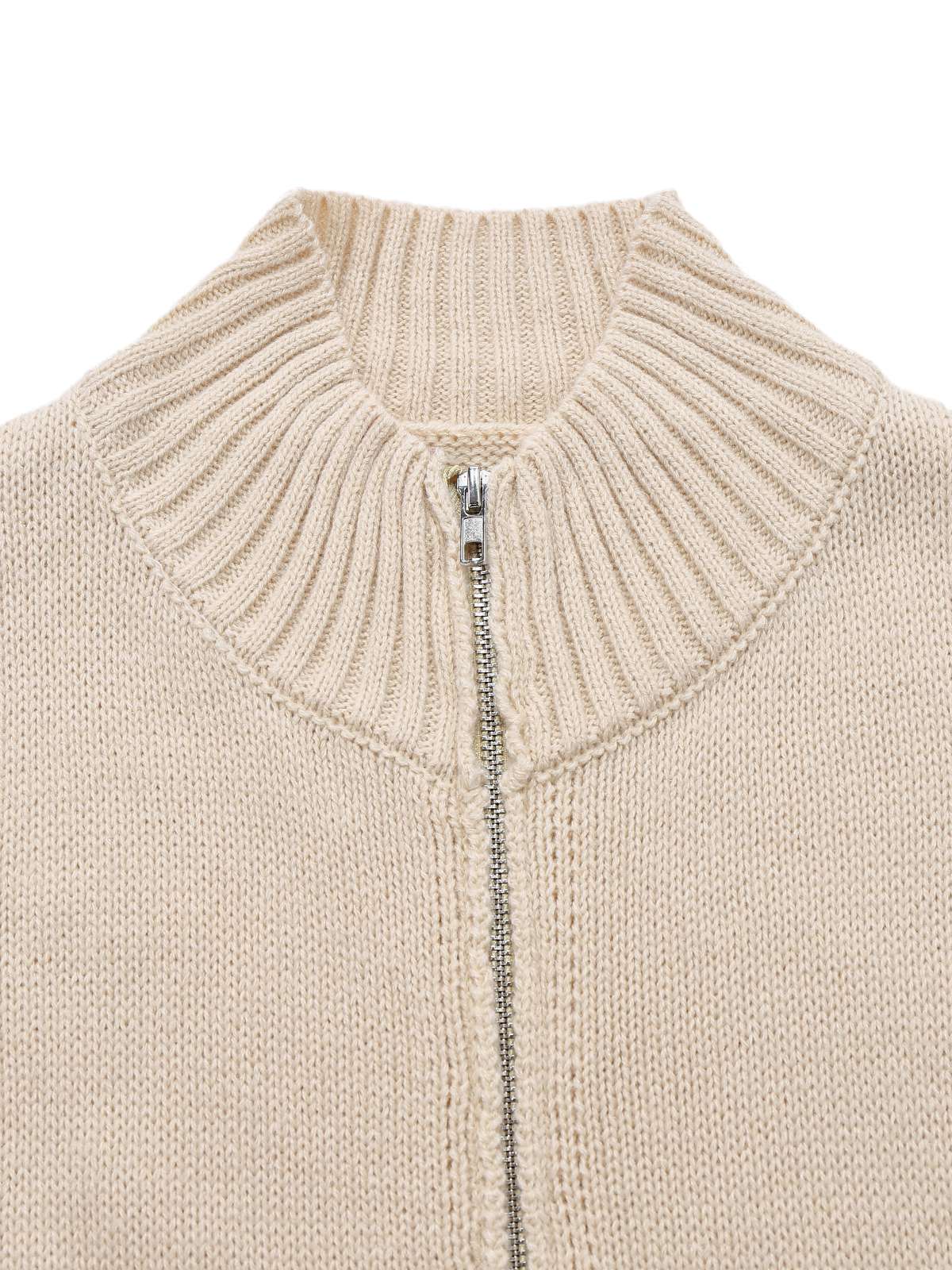 Beige 1950s Lapel Sleeveless Knitted Vest - Image 3