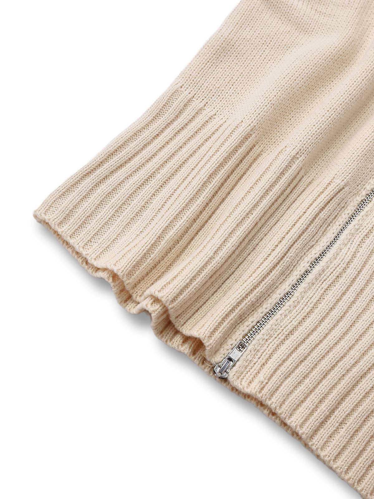 Beige 1950s Lapel Sleeveless Knitted Vest - Image 4