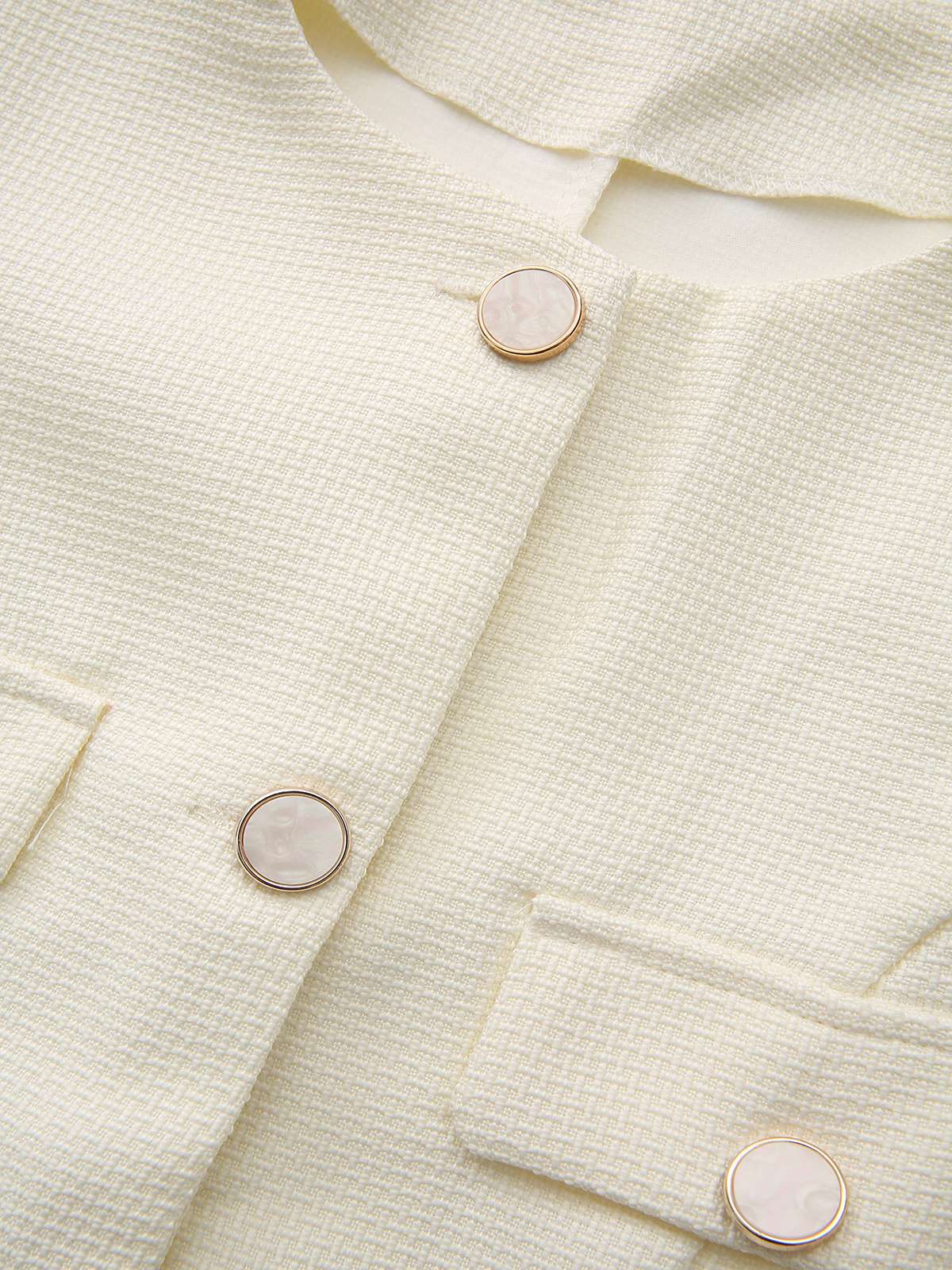 Beige 1950s Long Sleeve Buttons Suit Jacket - Image 4