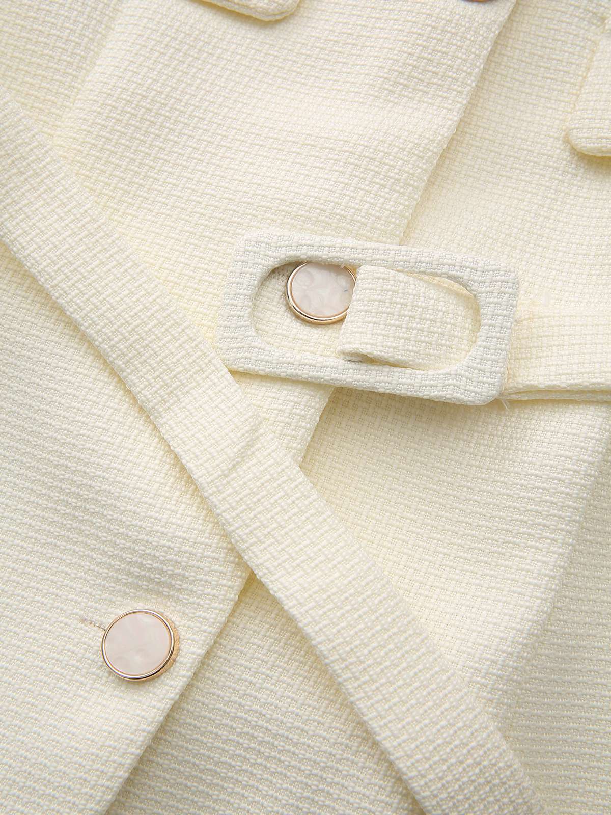 Beige 1950s Long Sleeve Buttons Suit Jacket - Image 5