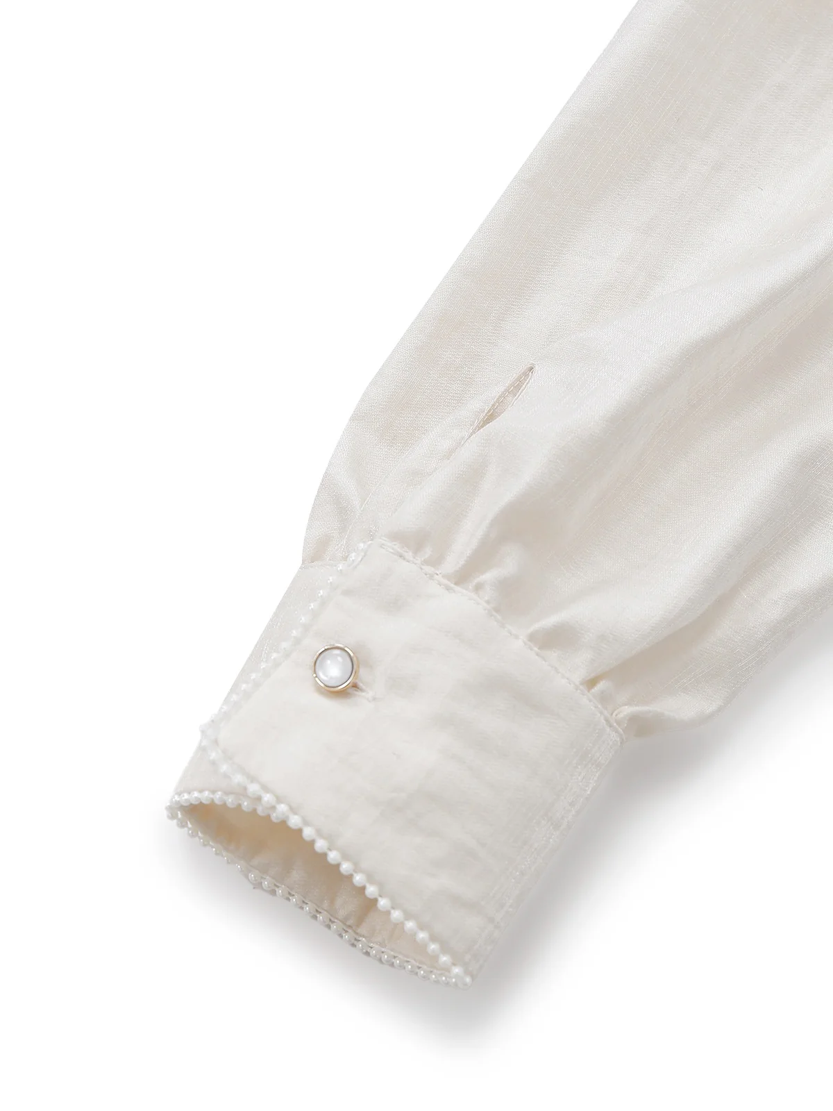 Beige 1950s Pearl Trimmed Bow Tie-Neck Jumpsuit - Image 6